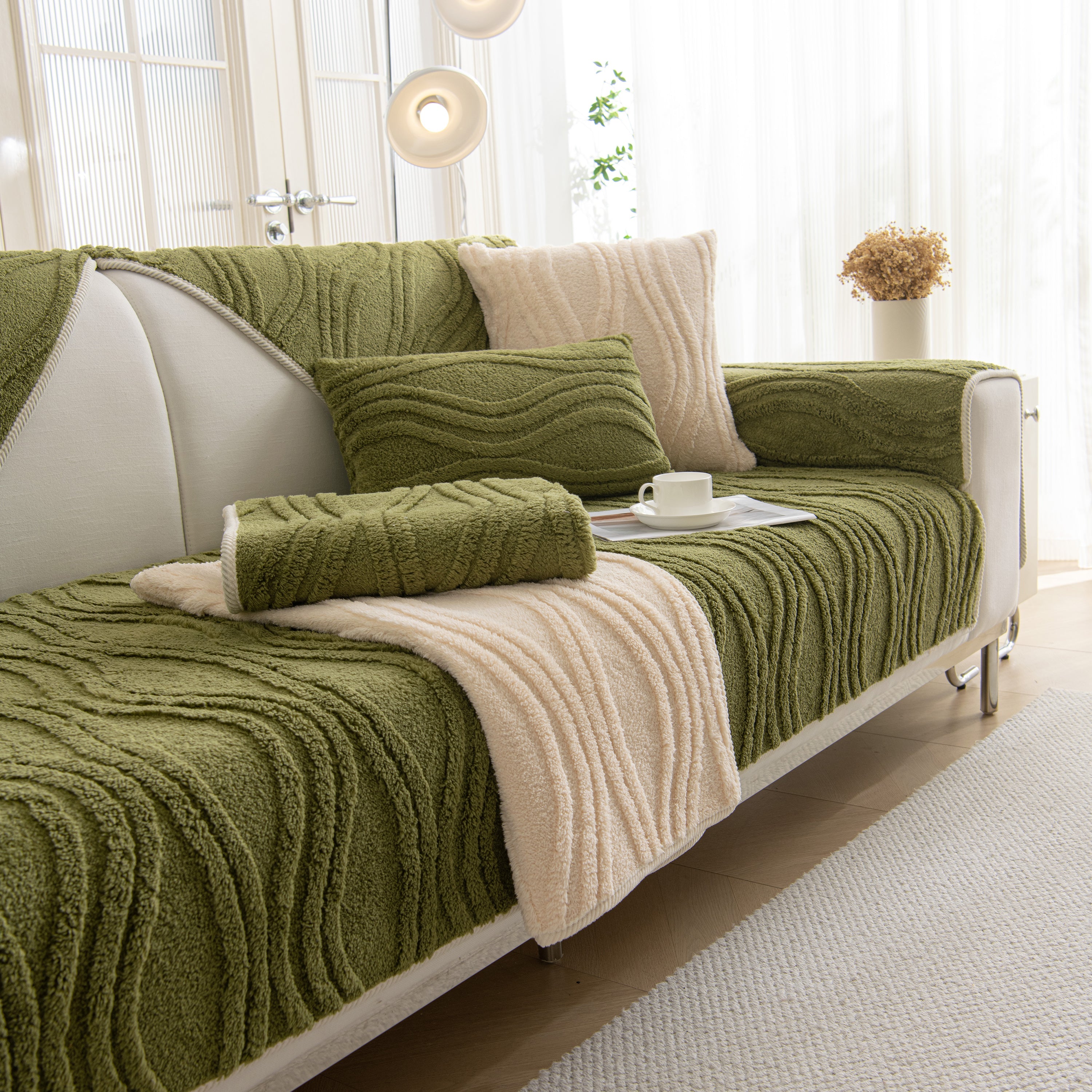 Winter Thickened Non-slip Blanket, Three-dimensional Embossed Cotton Velvet Sofa Cover