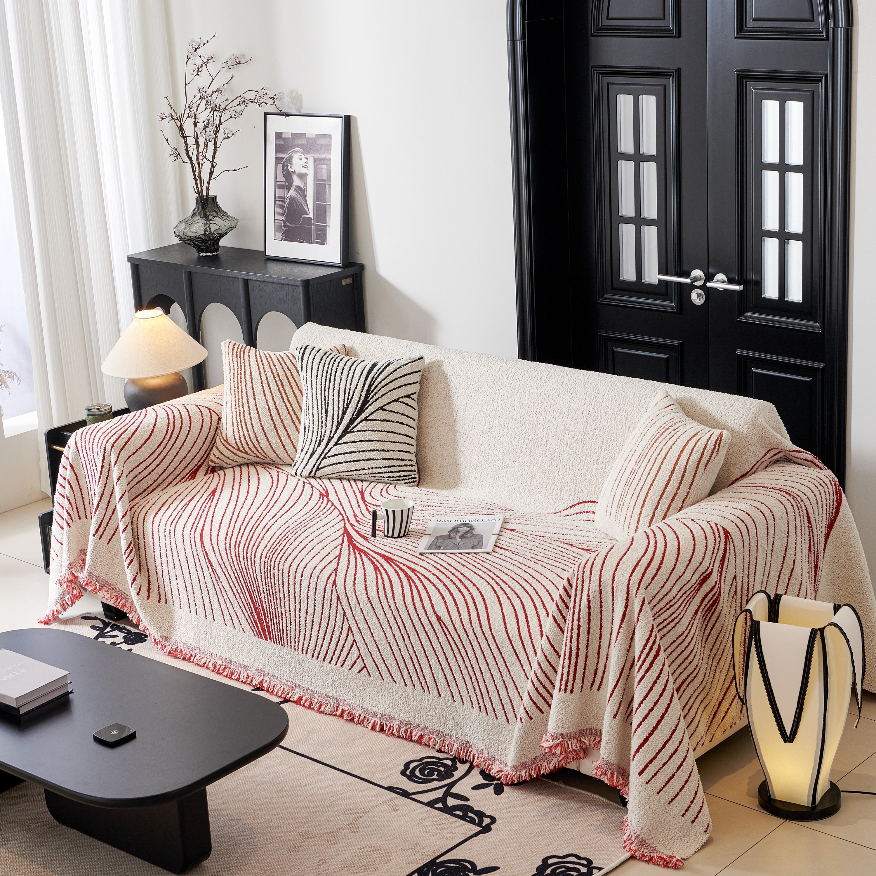 Cozy Striped Sofa Throw Blanket L Shaped Sectional Couch Covers Luxury Throws For Sofas