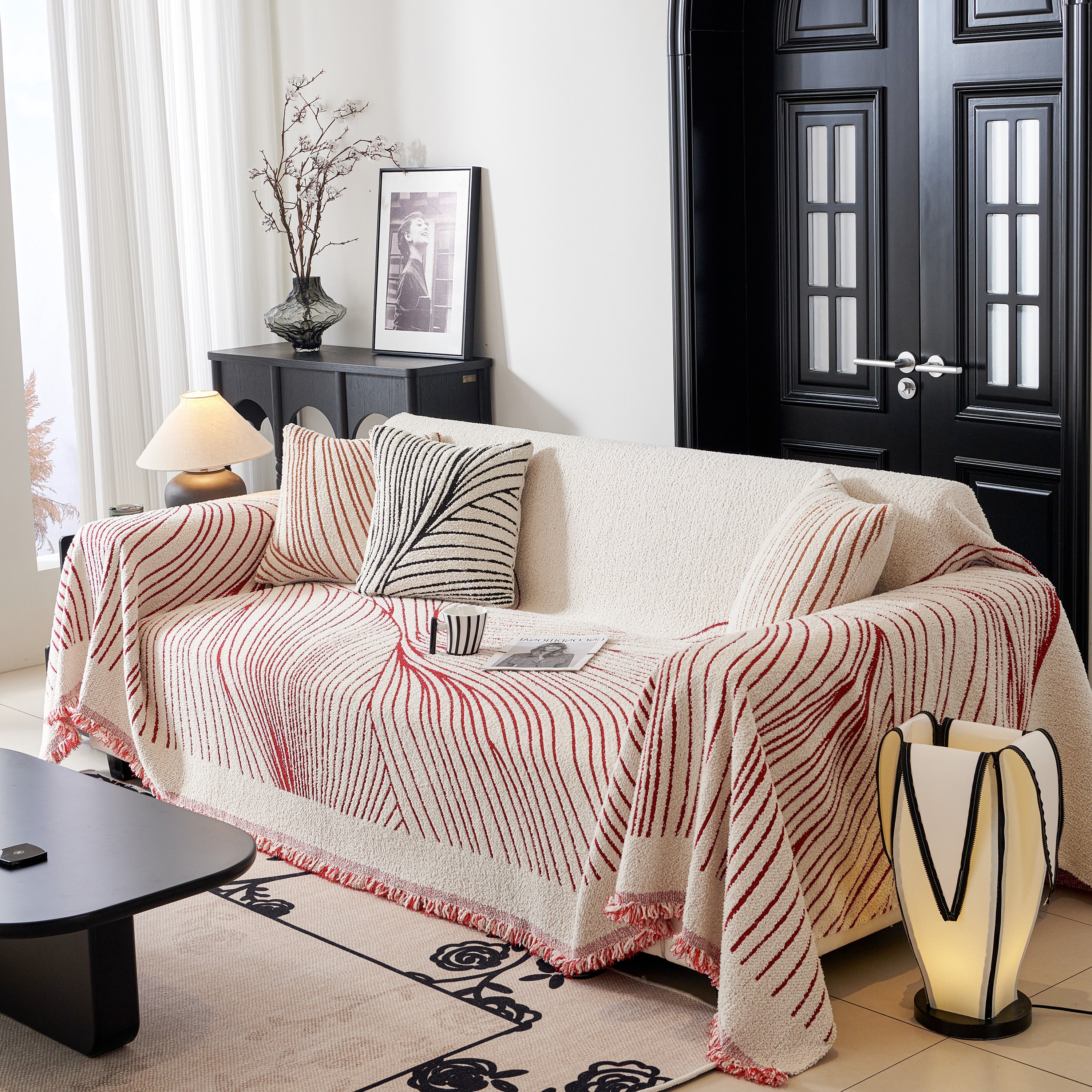 Cozy Striped Sofa Throw Blanket L Shaped Sectional Couch Covers Luxury Throws For Sofas