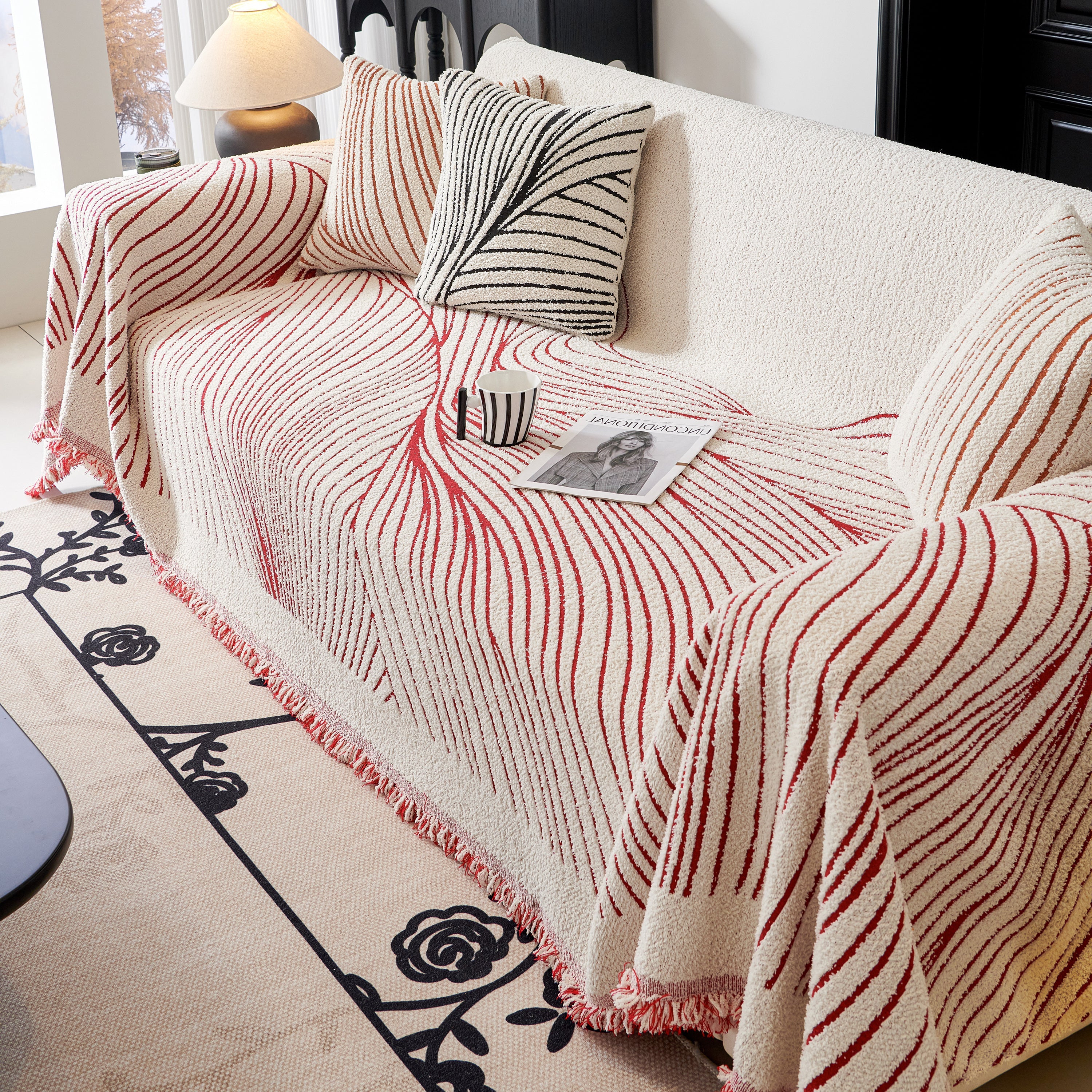 Cozy Striped Sofa Throw Blanket L Shaped Sectional Couch Covers Luxury Throws For Sofas