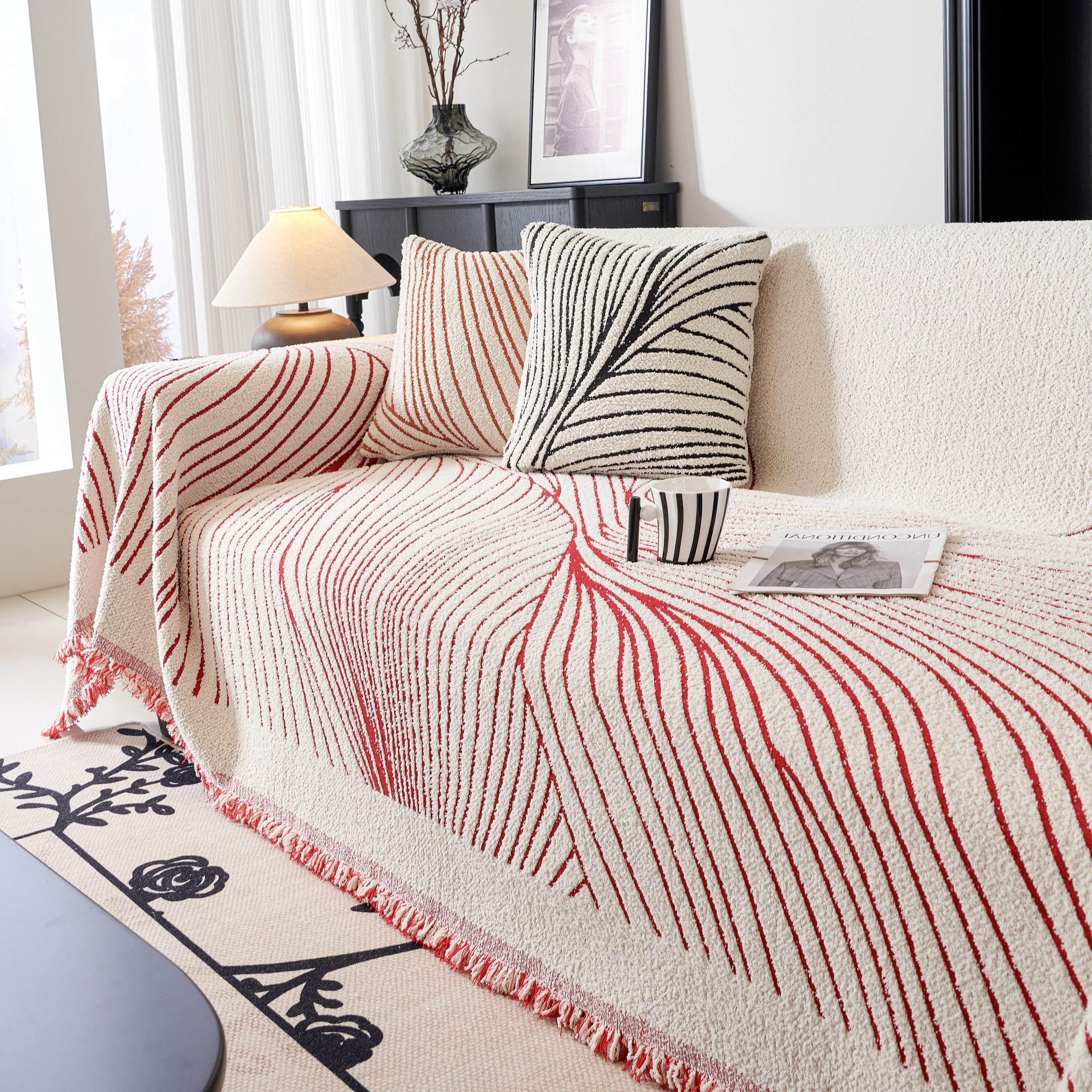 Cozy Striped Sofa Throw Blanket L Shaped Sectional Couch Covers Luxury Throws For Sofas