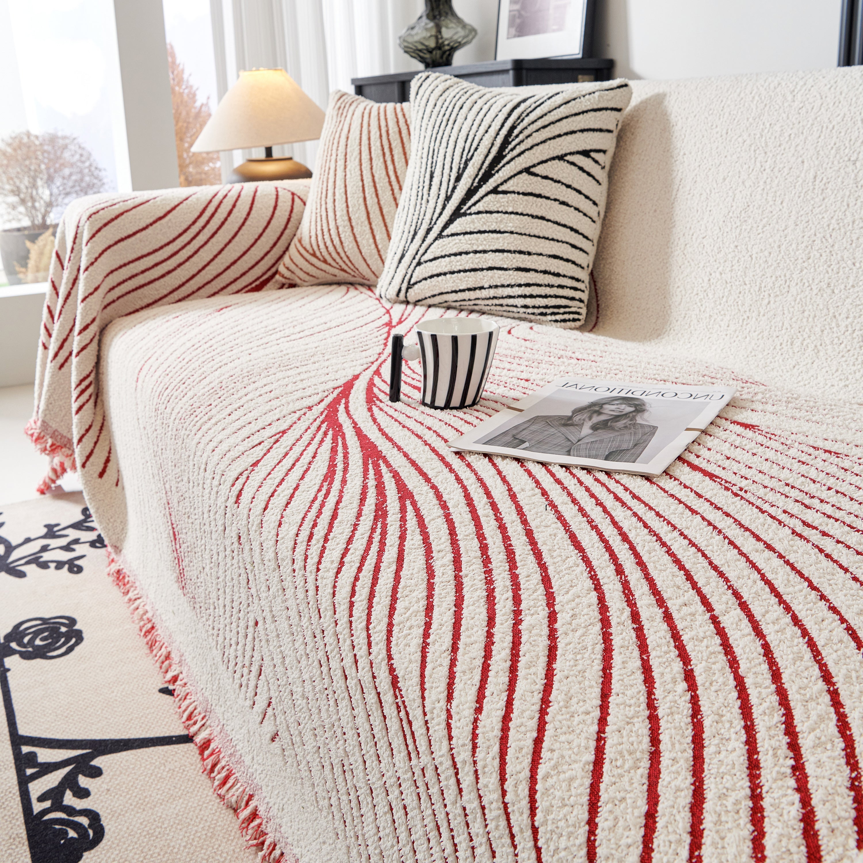 Cozy Striped Sofa Throw Blanket L Shaped Sectional Couch Covers Luxury Throws For Sofas