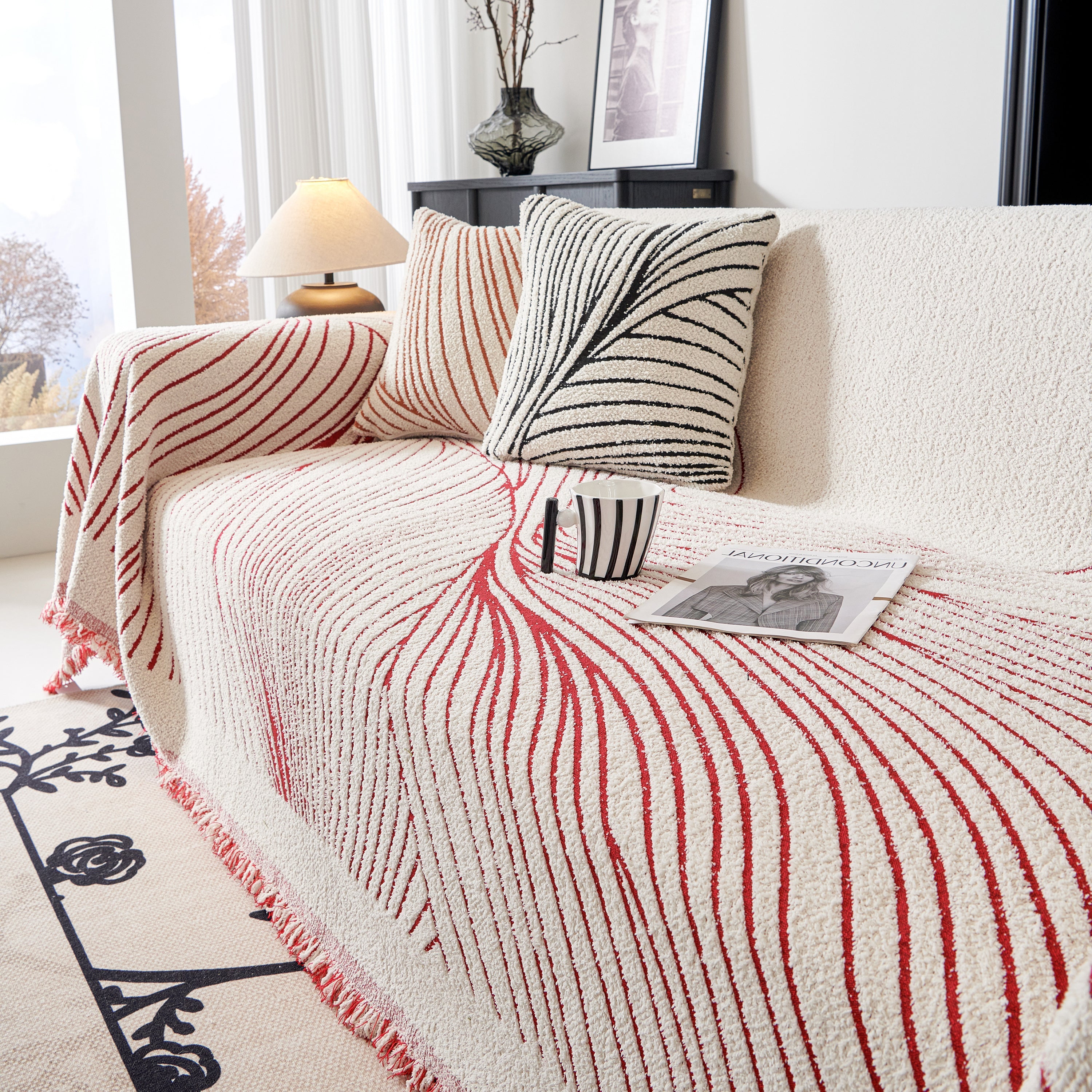 Cozy Striped Sofa Throw Blanket L Shaped Sectional Couch Covers Luxury Throws For Sofas