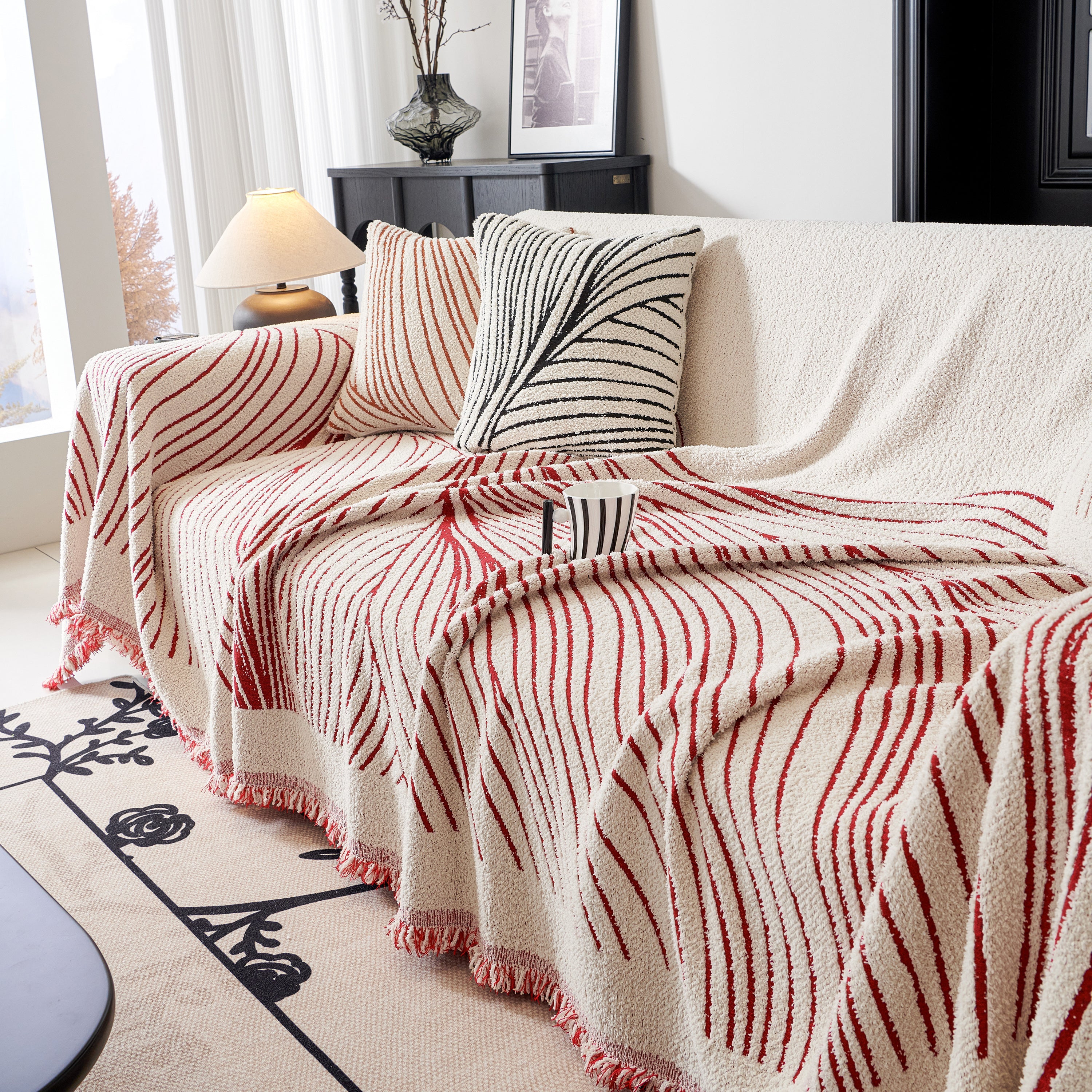 Cozy Striped Sofa Throw Blanket L Shaped Sectional Couch Covers Luxury Throws For Sofas