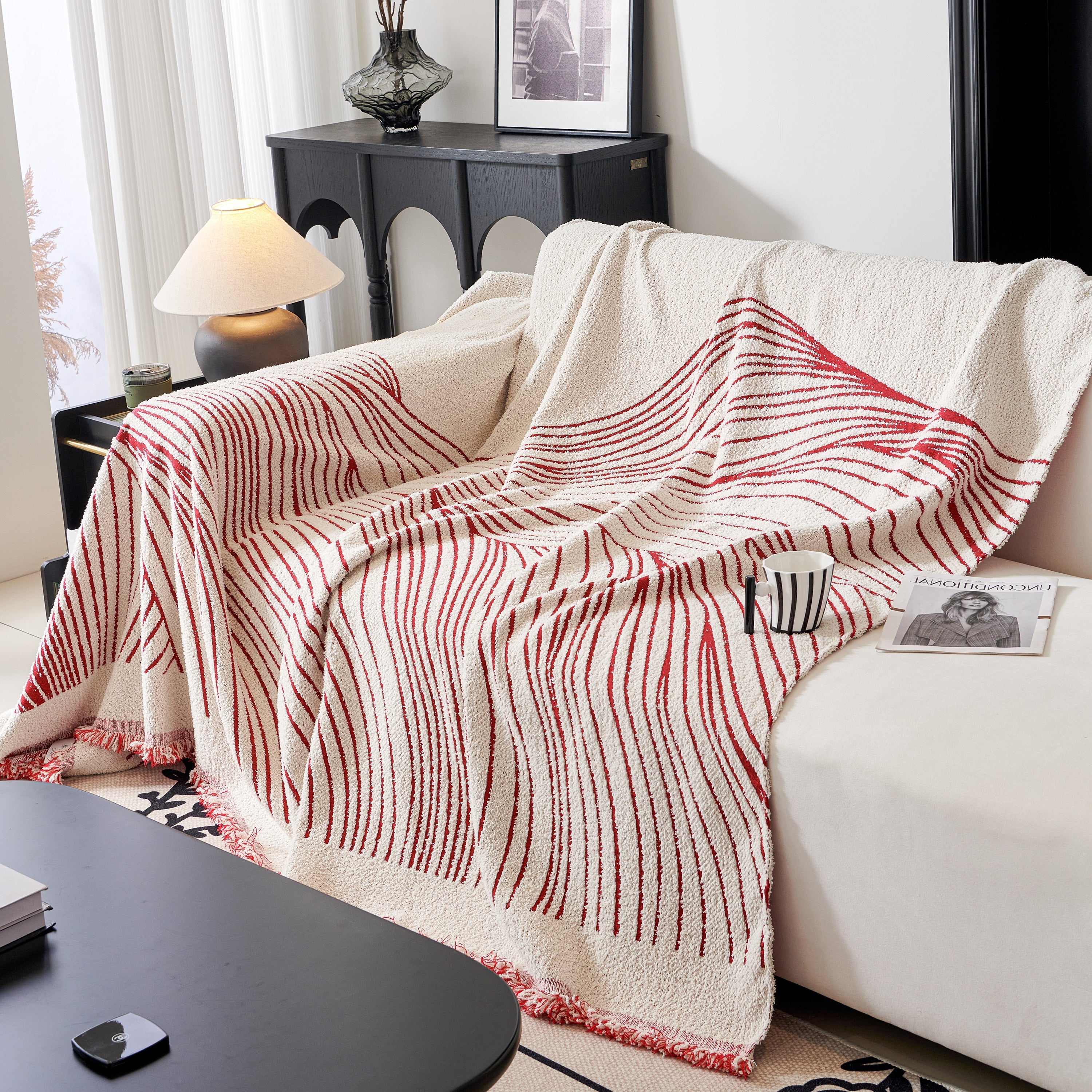 Cozy Striped Sofa Throw Blanket L Shaped Sectional Couch Covers Luxury Throws For Sofas