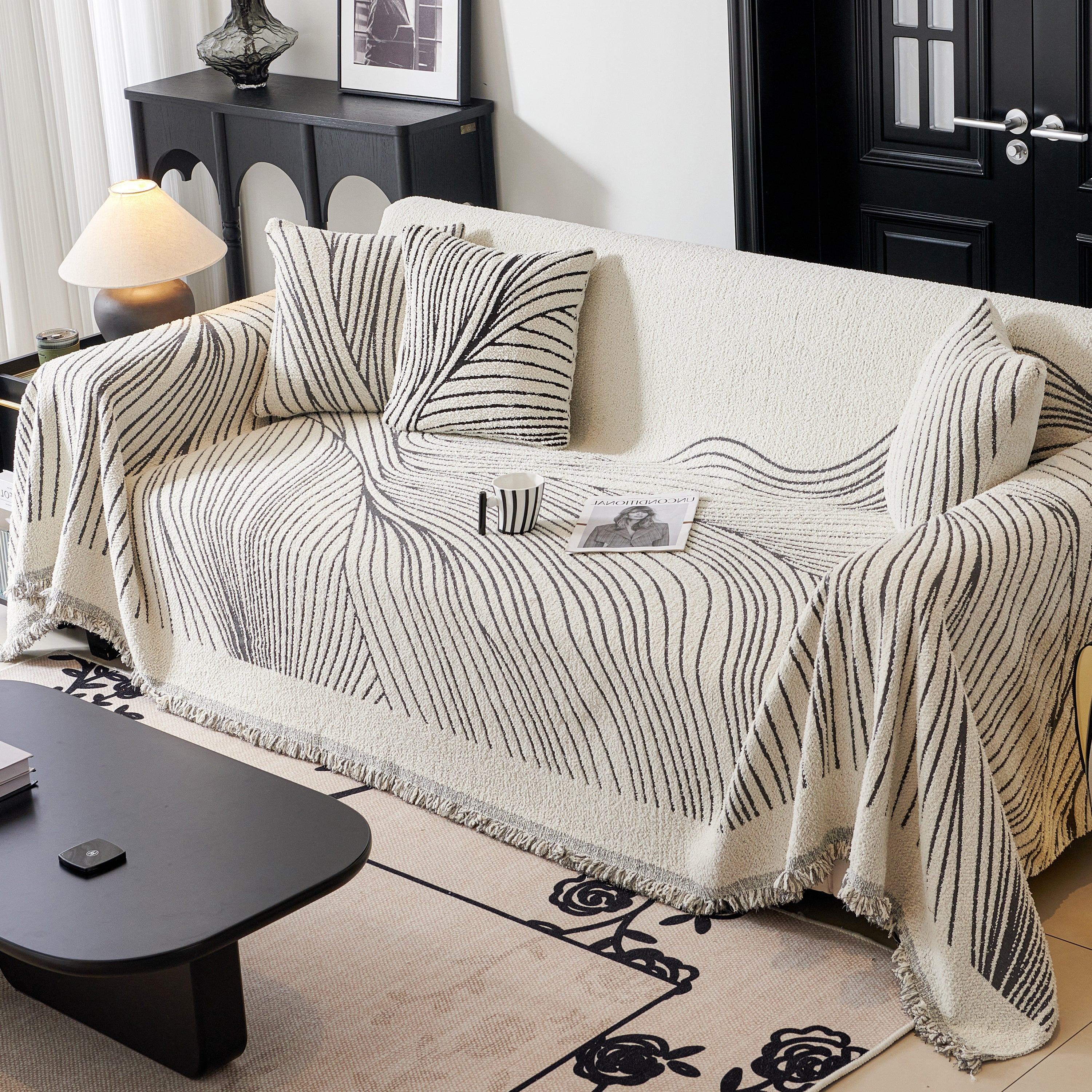 Cozy Striped Sofa Throw Blanket L Shaped Sectional Couch Covers Luxury Throws For Sofas
