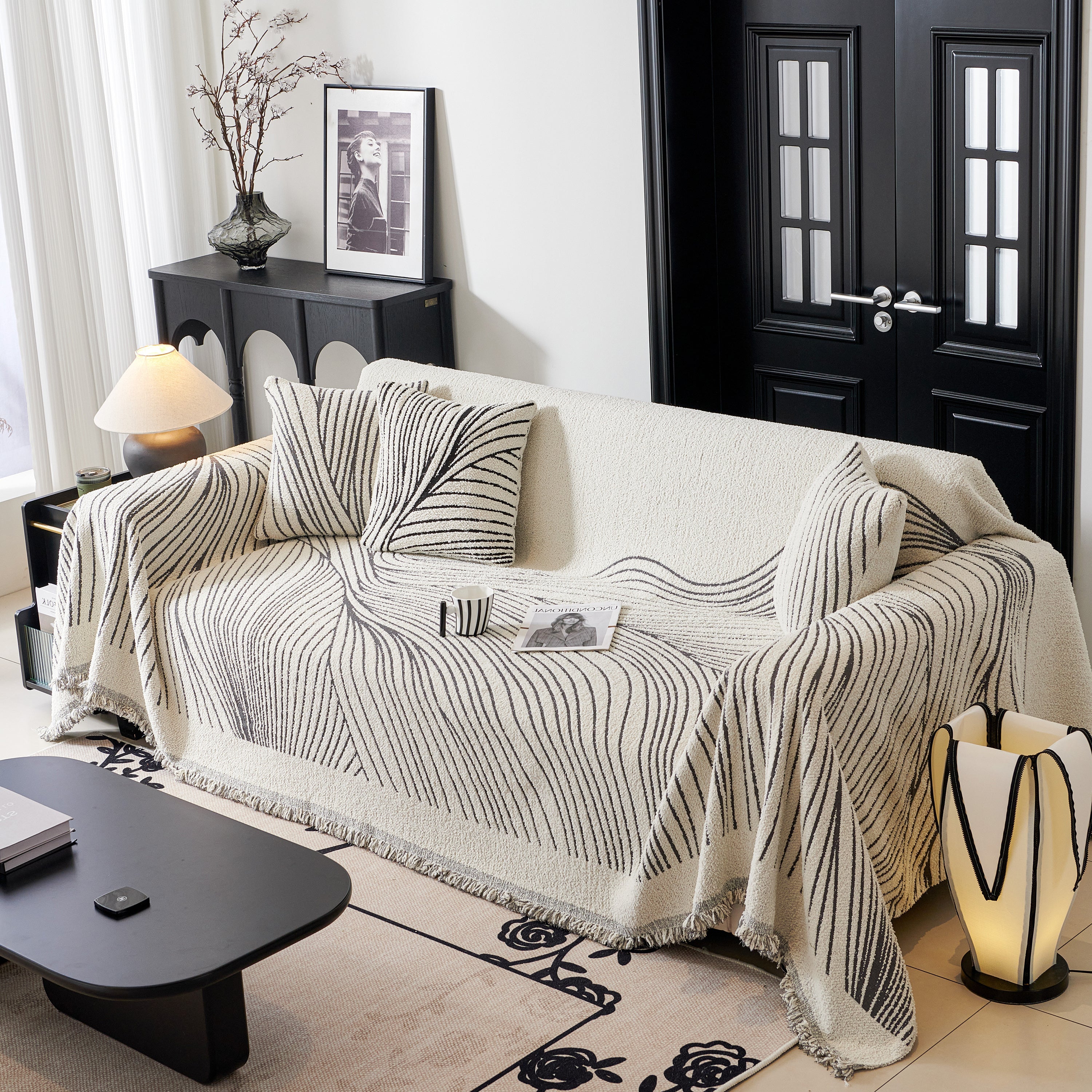 Cozy Striped Sofa Throw Blanket L Shaped Sectional Couch Covers Luxury Throws For Sofas