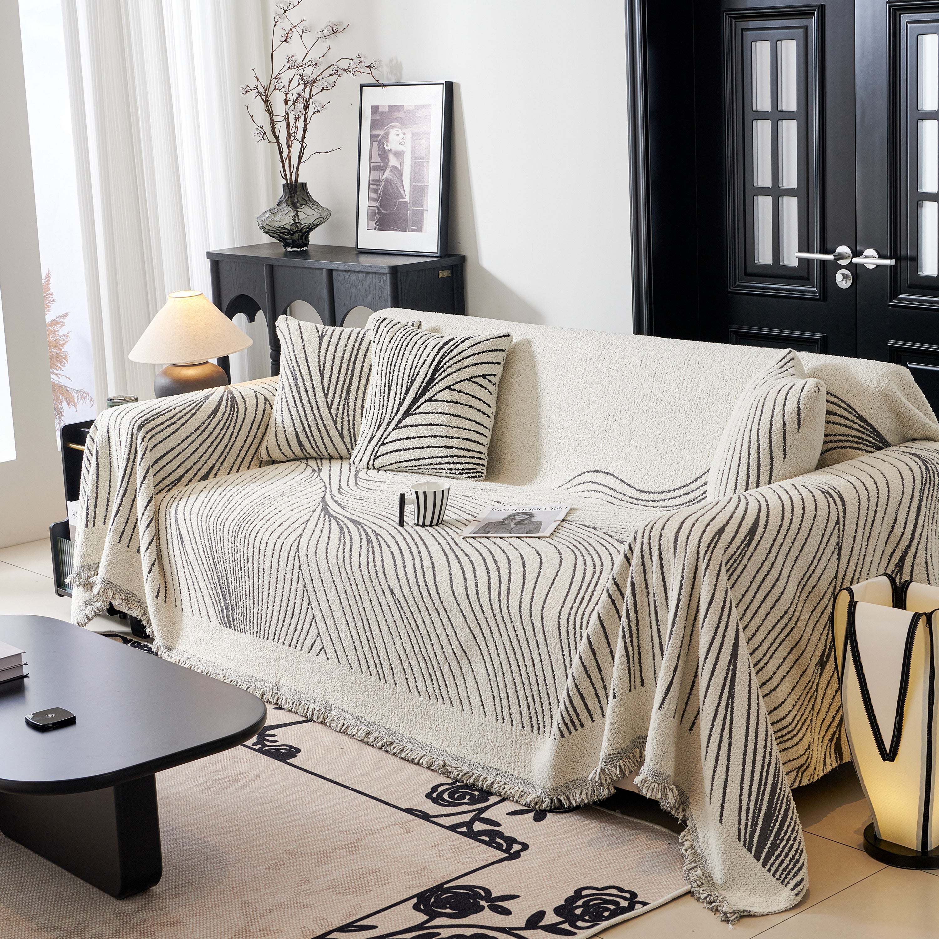 Cozy Striped Sofa Throw Blanket L Shaped Sectional Couch Covers Luxury Throws For Sofas