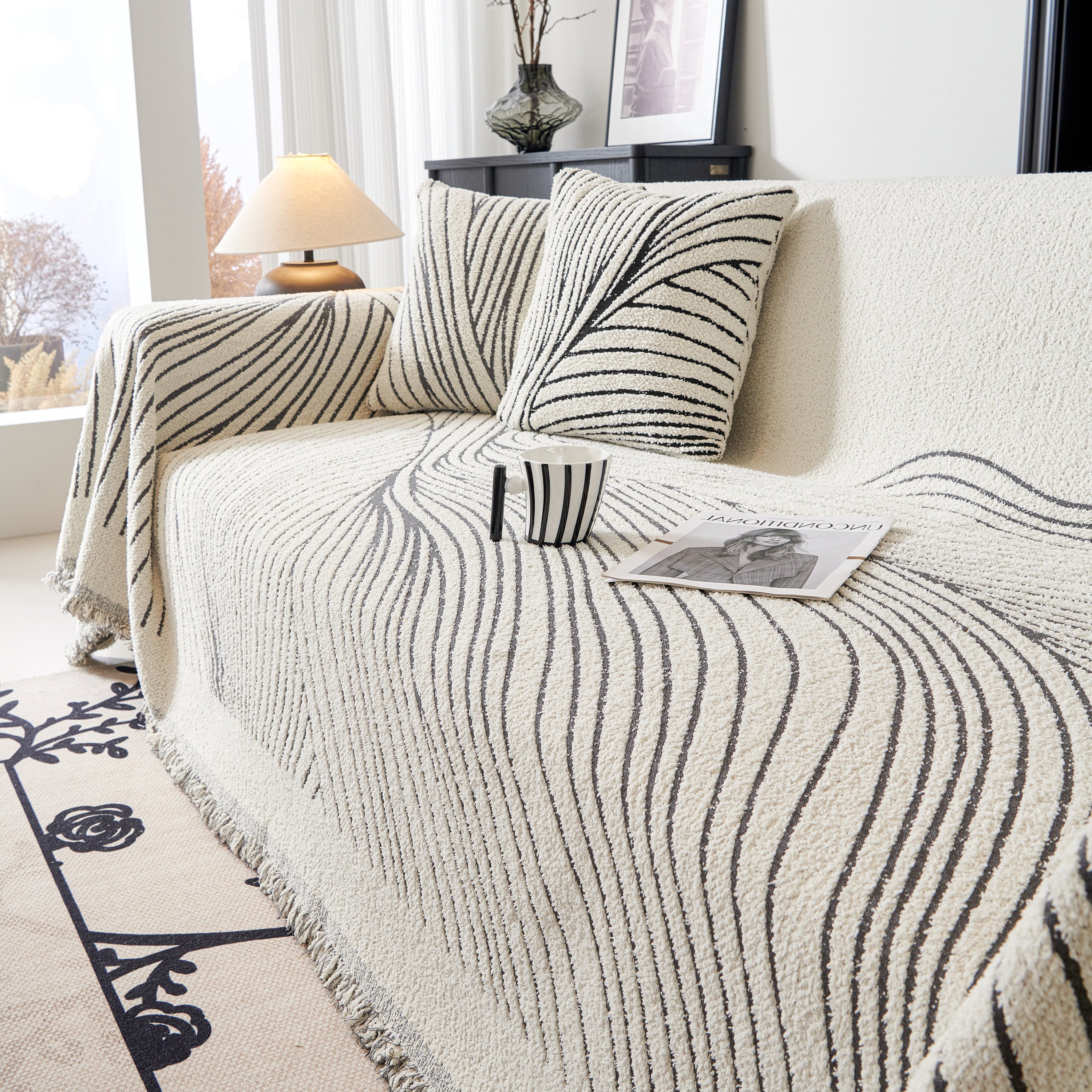 Cozy Striped Sofa Throw Blanket L Shaped Sectional Couch Covers Luxury Throws For Sofas