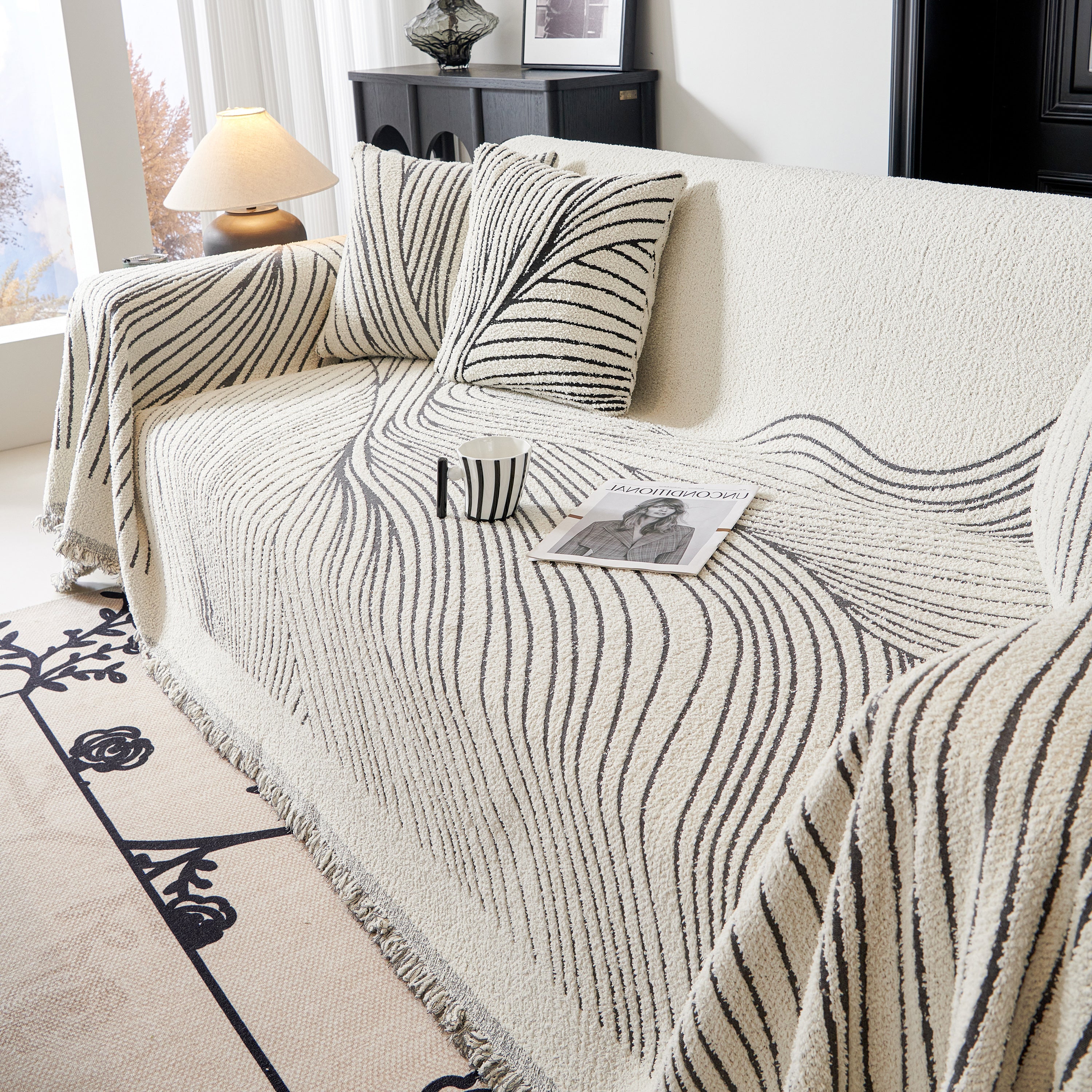 Cozy Striped Sofa Throw Blanket L Shaped Sectional Couch Covers Luxury Throws For Sofas