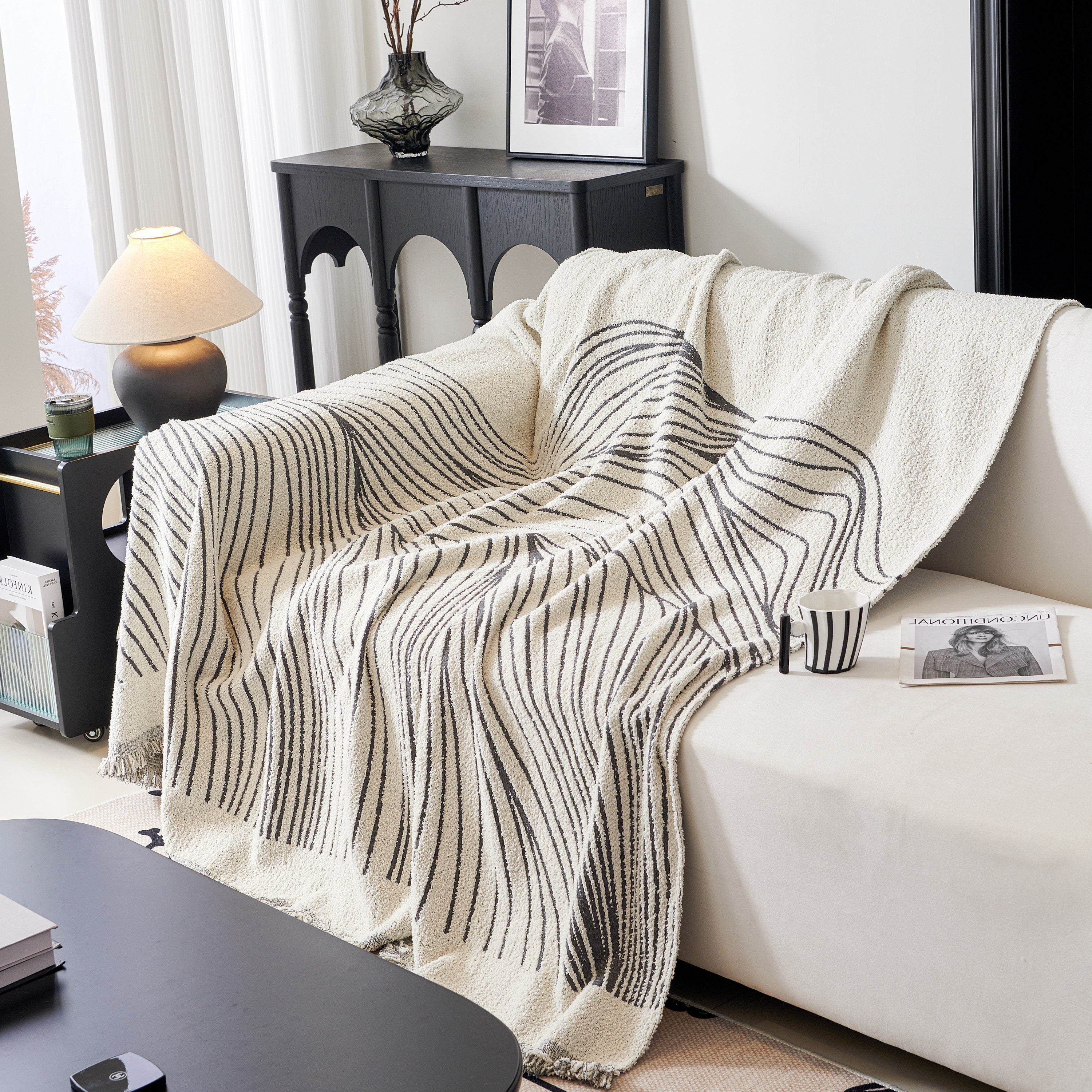 Cozy Striped Sofa Throw Blanket L Shaped Sectional Couch Covers Luxury Throws For Sofas