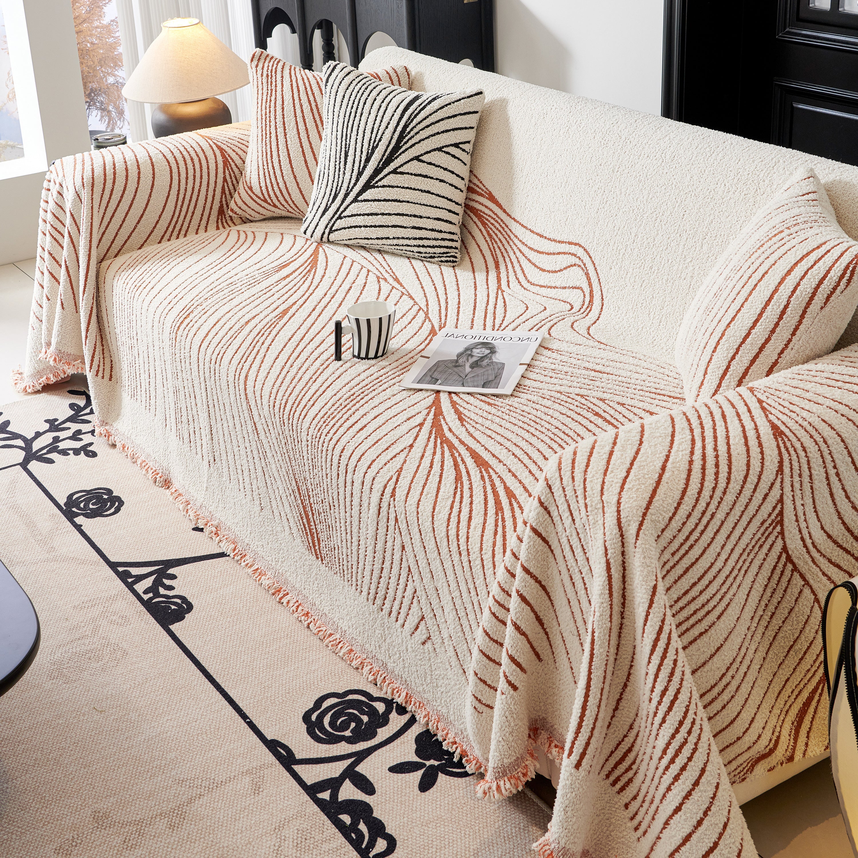 Cozy Striped Sofa Throw Blanket L Shaped Sectional Couch Covers Luxury Throws For Sofas