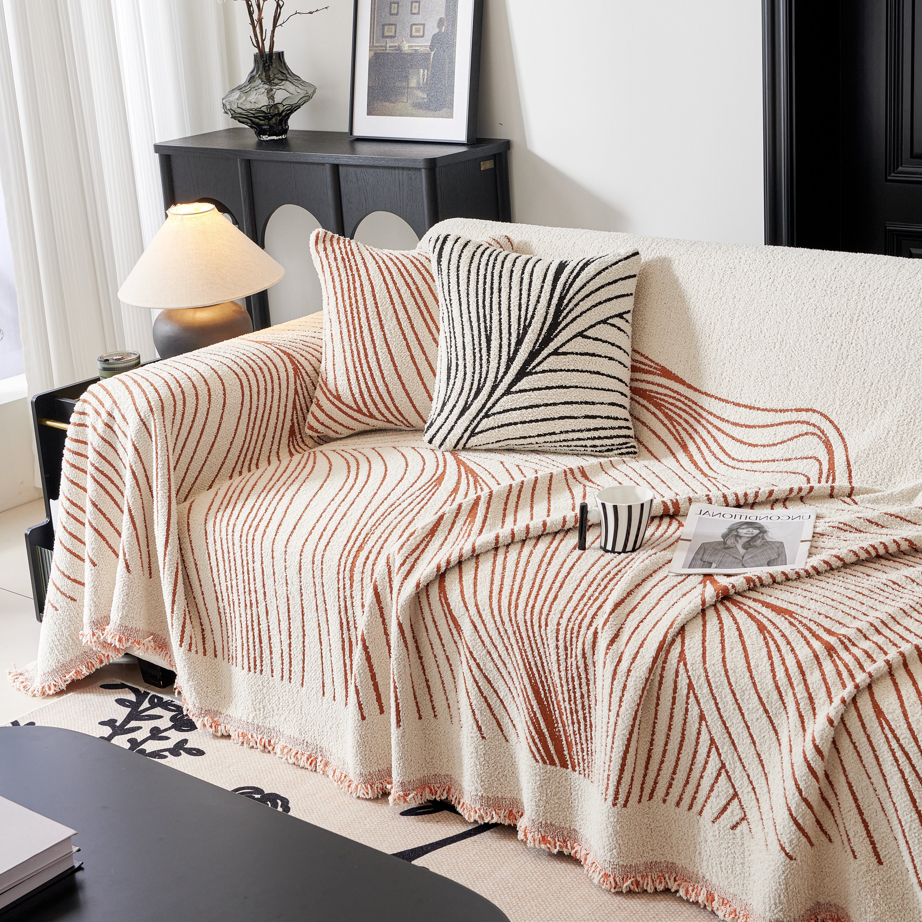 Cozy Striped Sofa Throw Blanket L Shaped Sectional Couch Covers Luxury Throws For Sofas