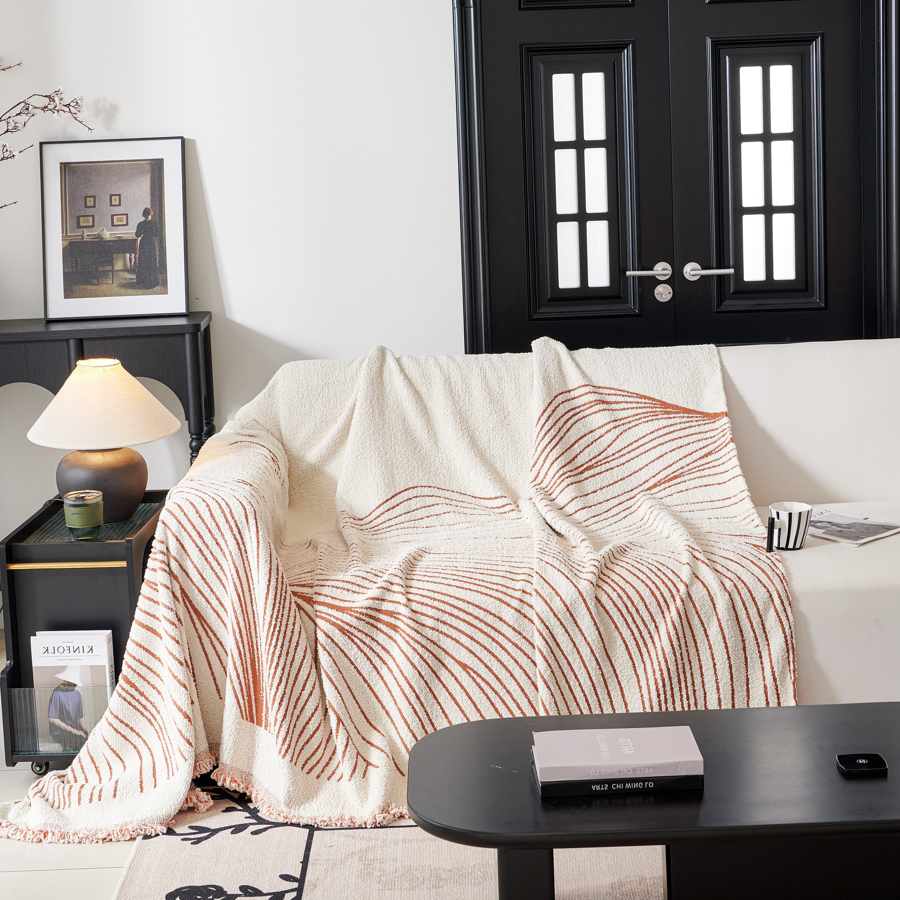 Cozy Striped Sofa Throw Blanket L Shaped Sectional Couch Covers Luxury Throws For Sofas