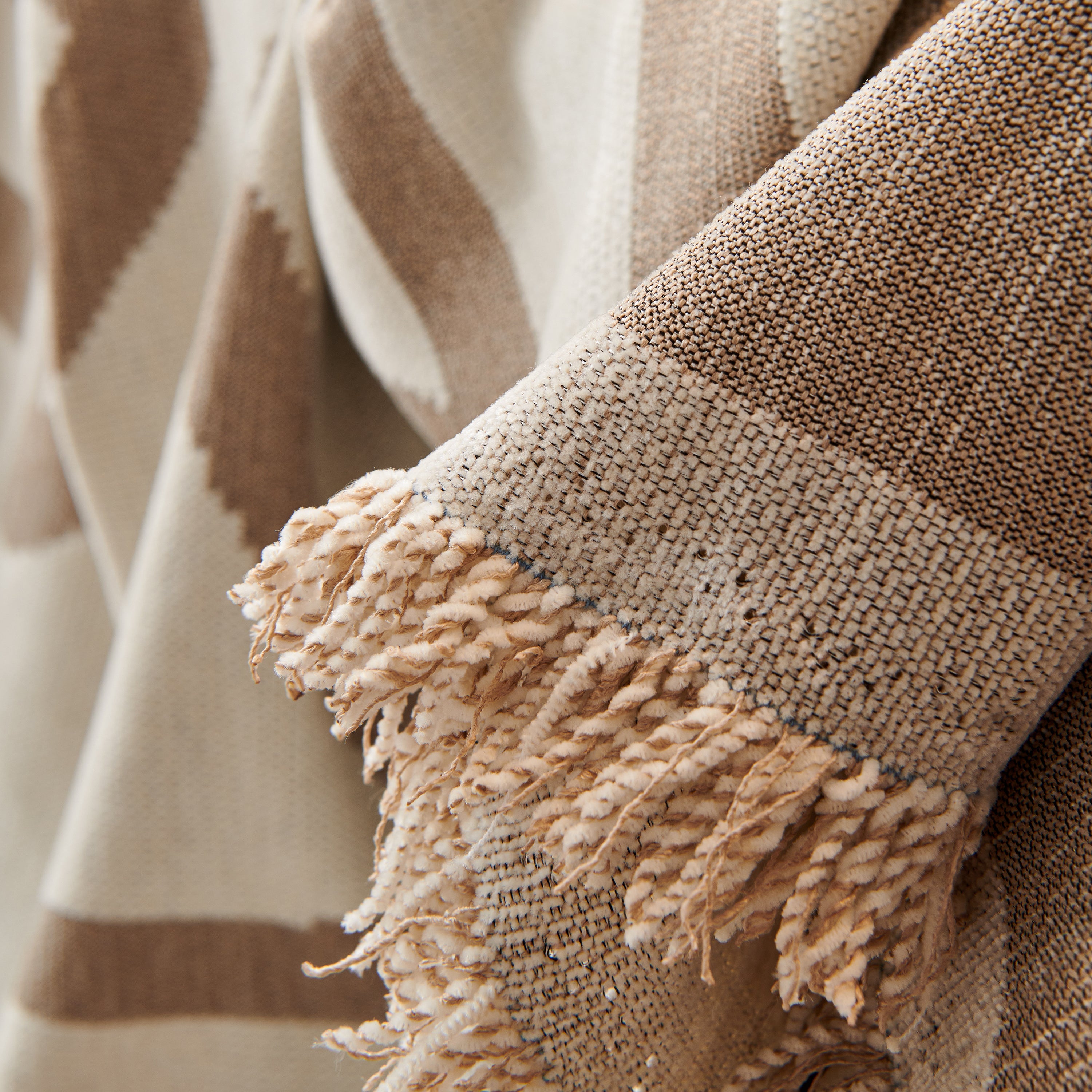 Chenille Geometric Sofa Throw Blanket, Boho Washable Furniture Throw Covers For Sofa