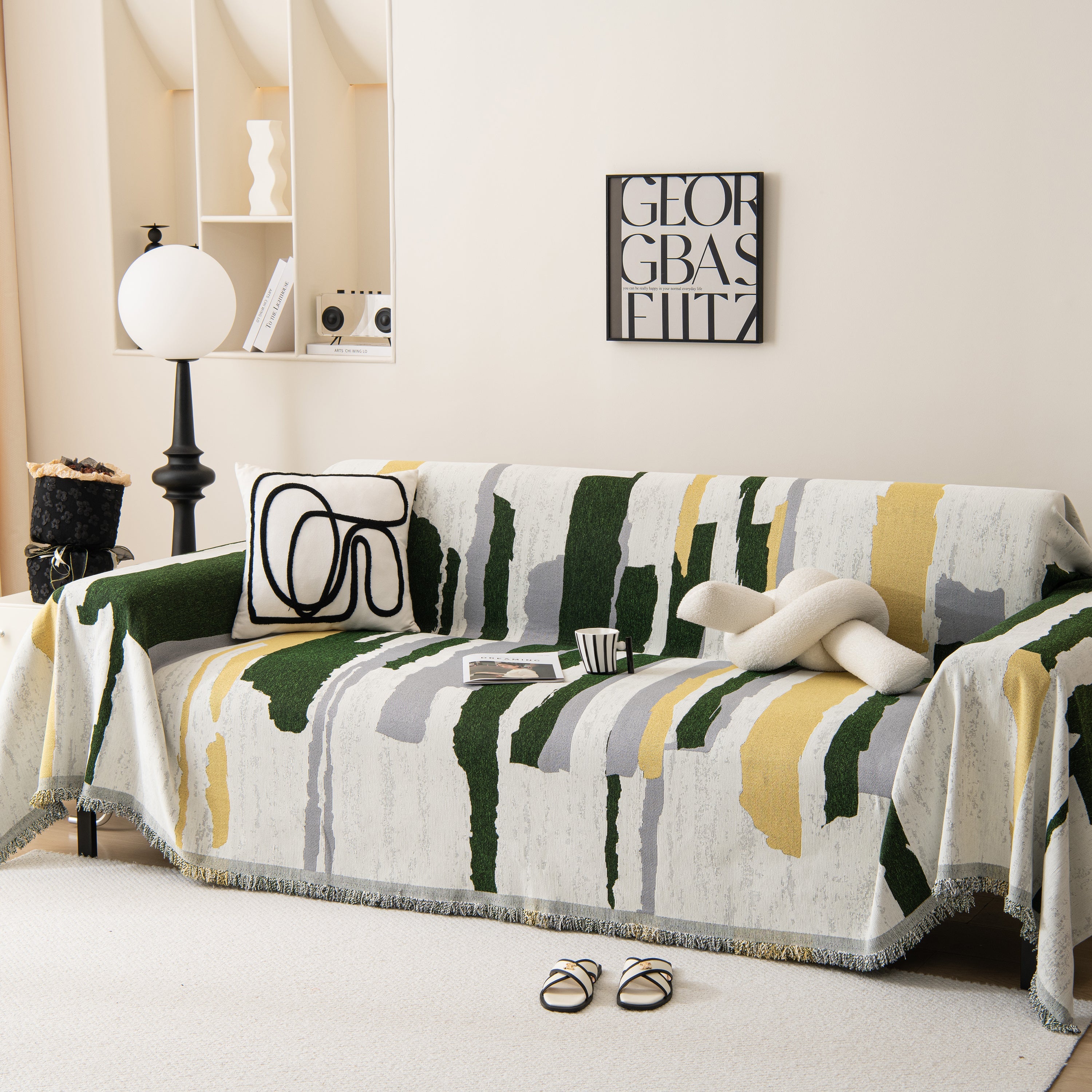 Colorful Chenille Sofa Throw Cover, Fashionable Soft Washable Couch Protector, Sectional Sofa Covers