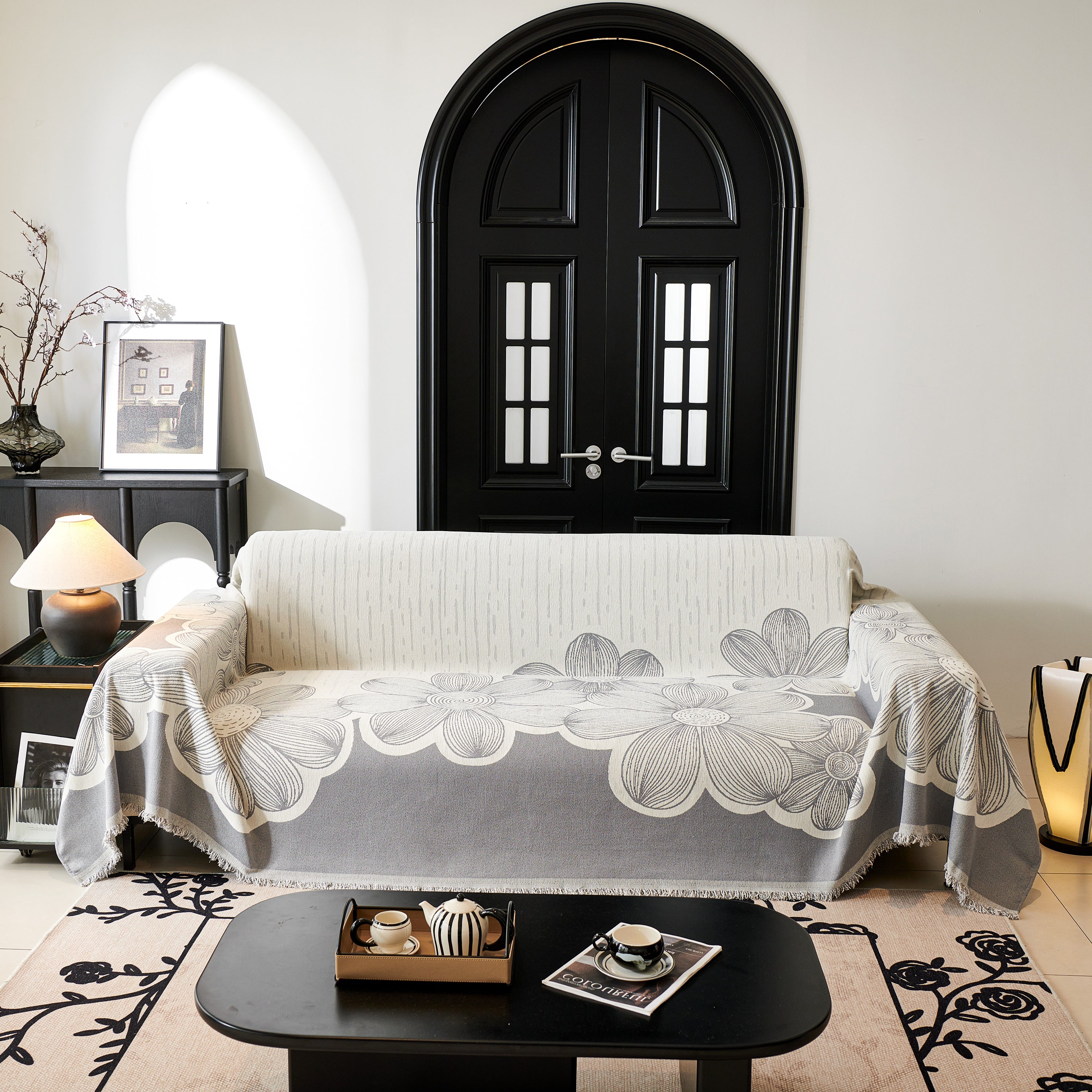Floral Sofa Slipcovers Reversible Sofa Throw Covers With Tassels Pretty Furniture Covers For Sofas