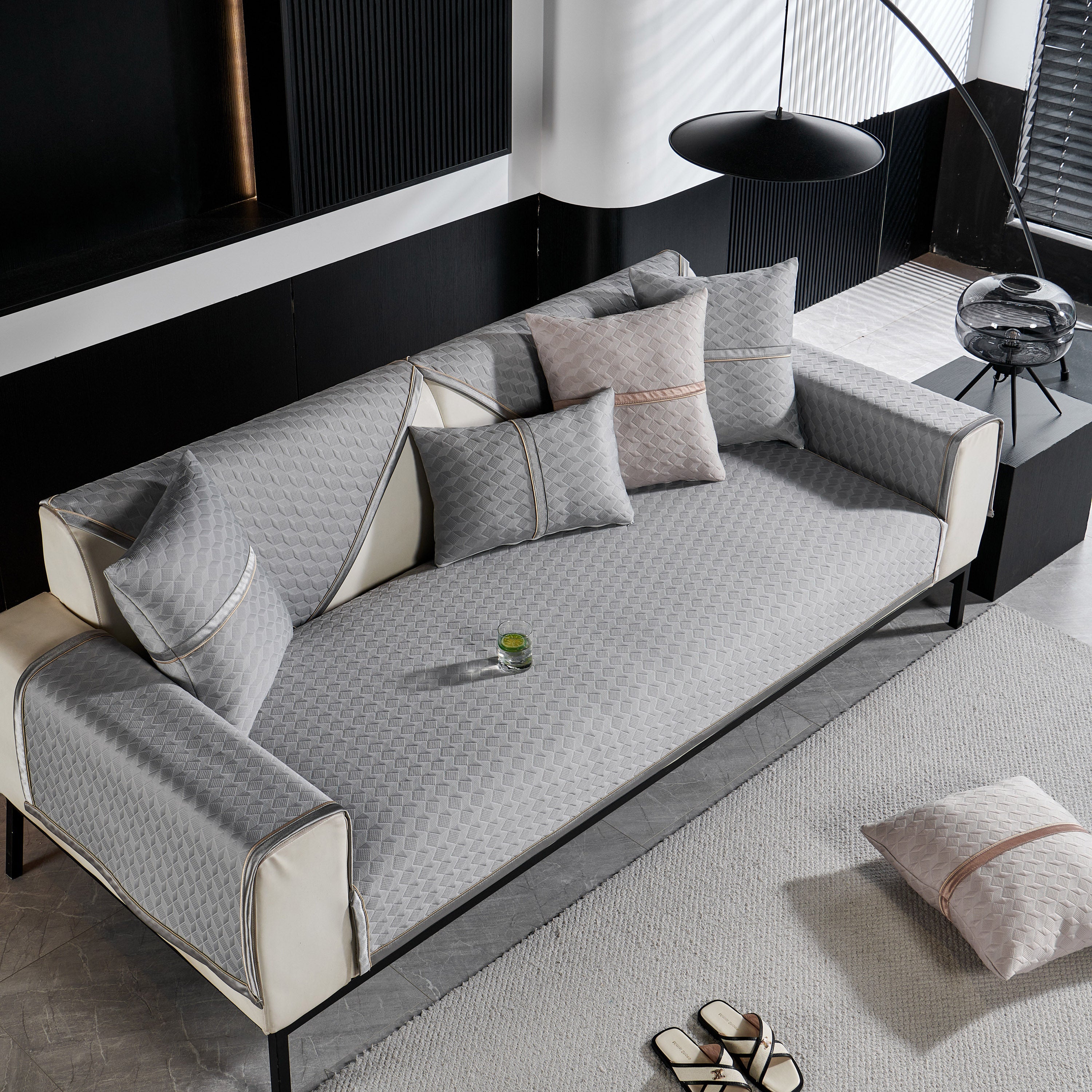 Geometric 3d Sofa Cover, Non-slip Couch Protector For Seat, Backrest & Armrest