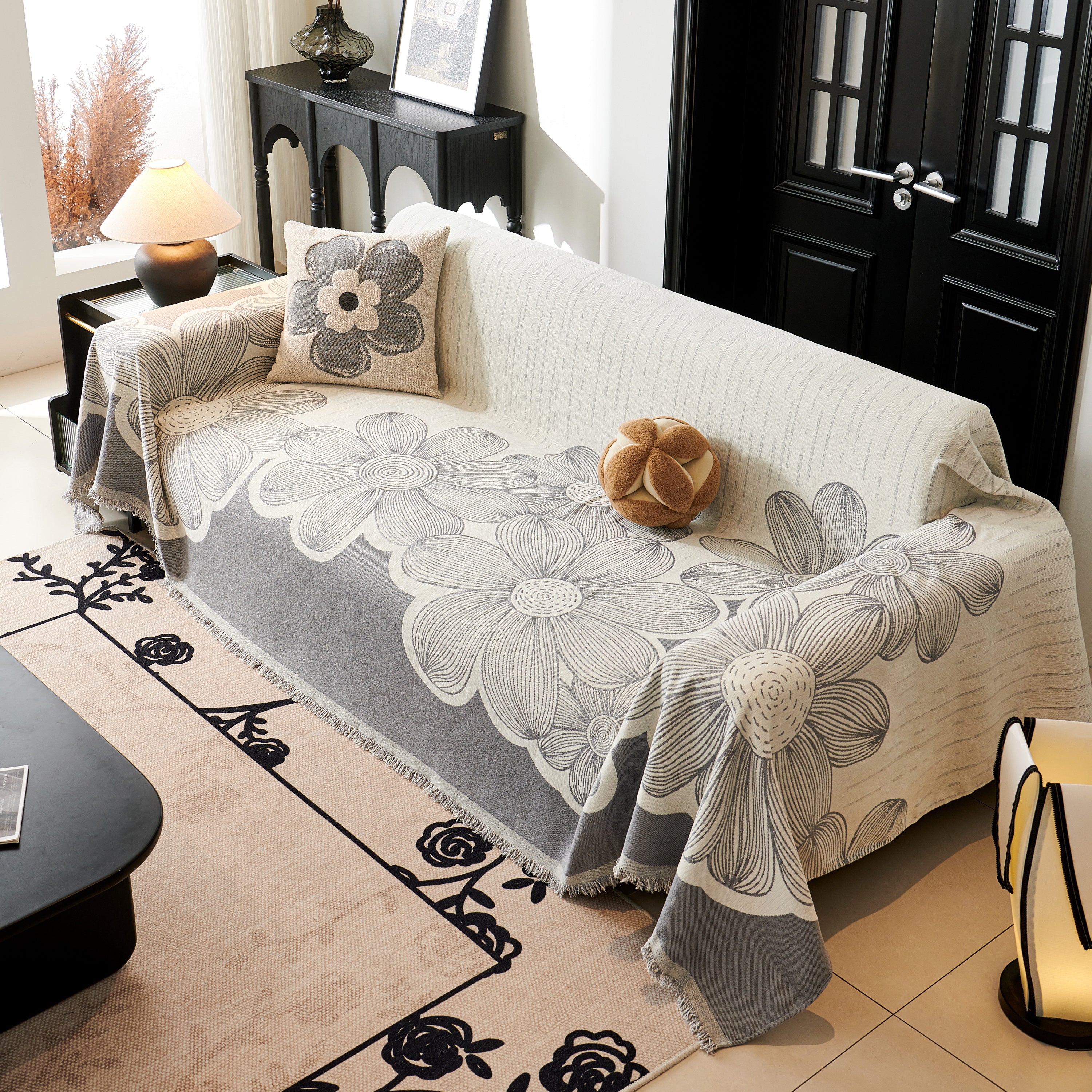 Floral Sofa Slipcovers Reversible Sofa Throw Covers With Tassels Pretty Furniture Covers For Sofas