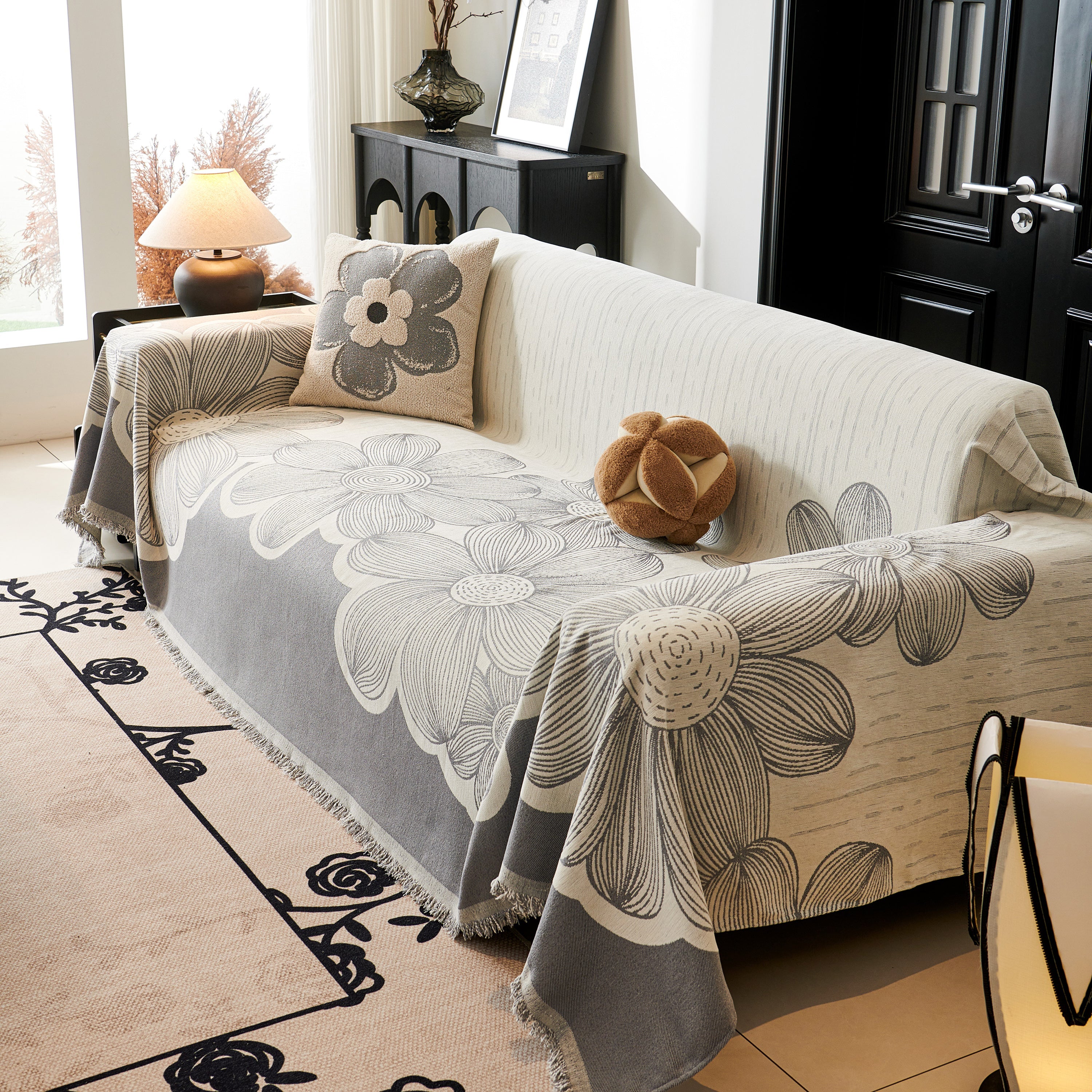 Floral Sofa Slipcovers Reversible Sofa Throw Covers With Tassels Pretty Furniture Covers For Sofas
