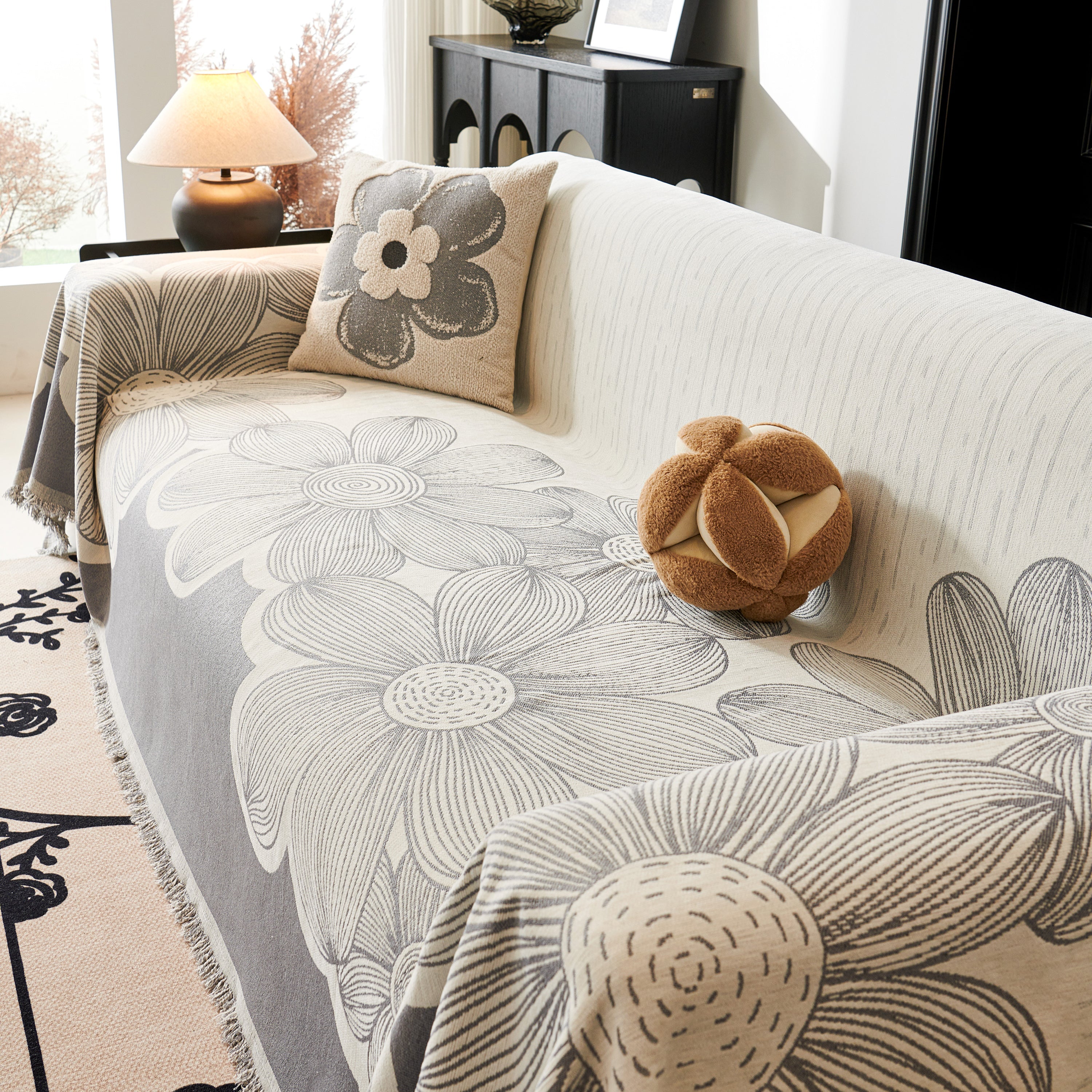 Floral Sofa Slipcovers Reversible Sofa Throw Covers With Tassels Pretty Furniture Covers For Sofas