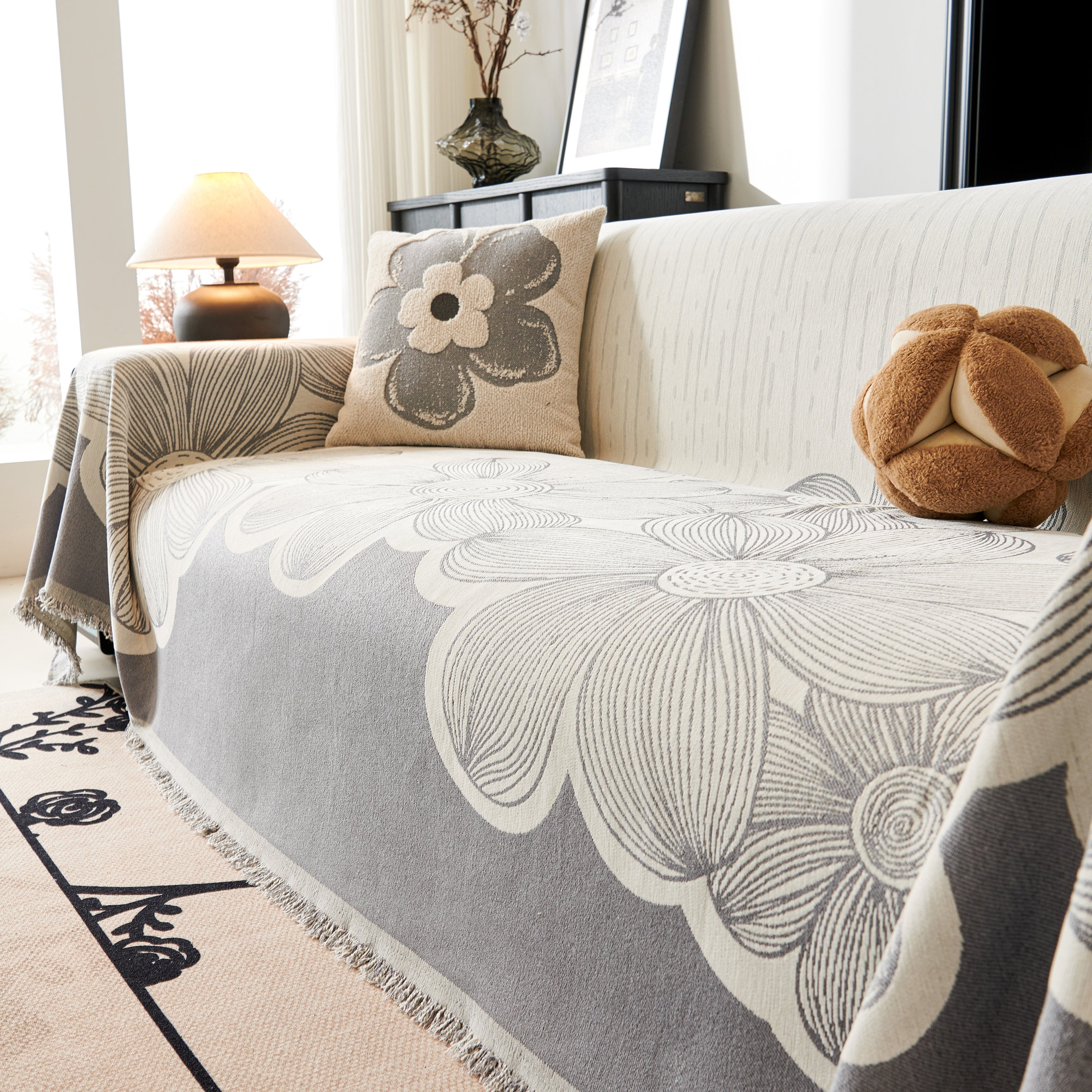 Floral Sofa Slipcovers Reversible Sofa Throw Covers With Tassels Pretty Furniture Covers For Sofas