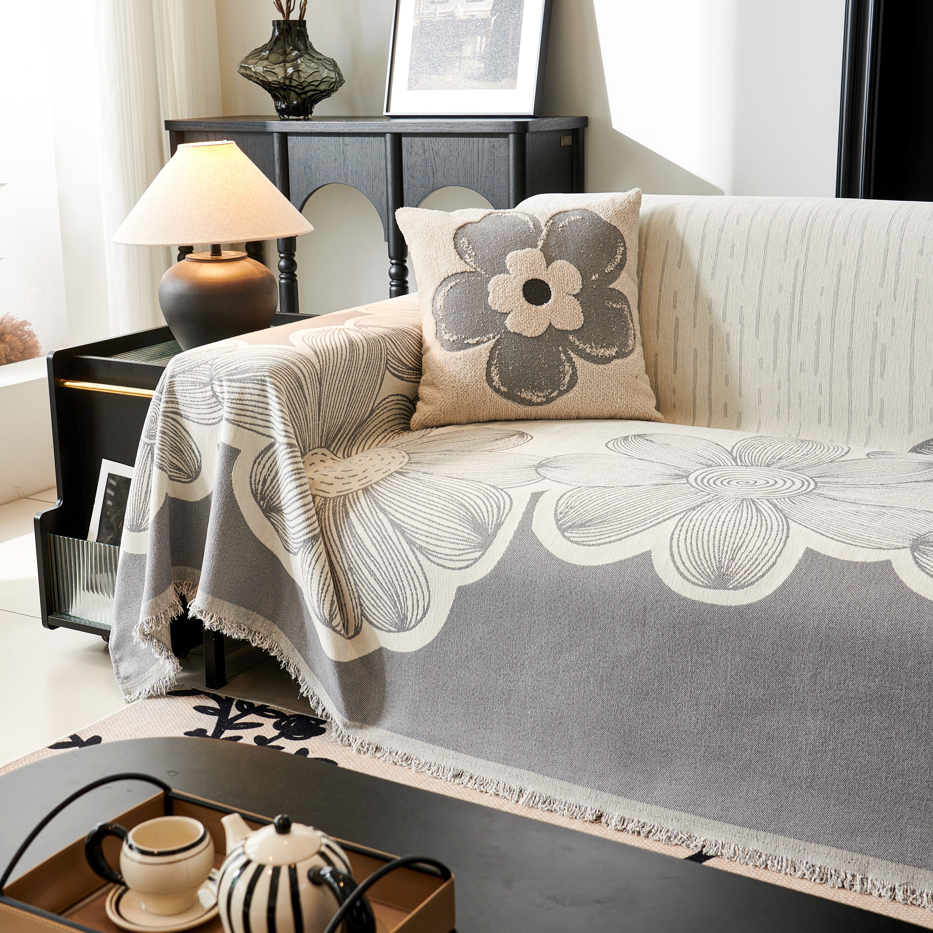 Floral Sofa Slipcovers Reversible Sofa Throw Covers With Tassels Pretty Furniture Covers For Sofas