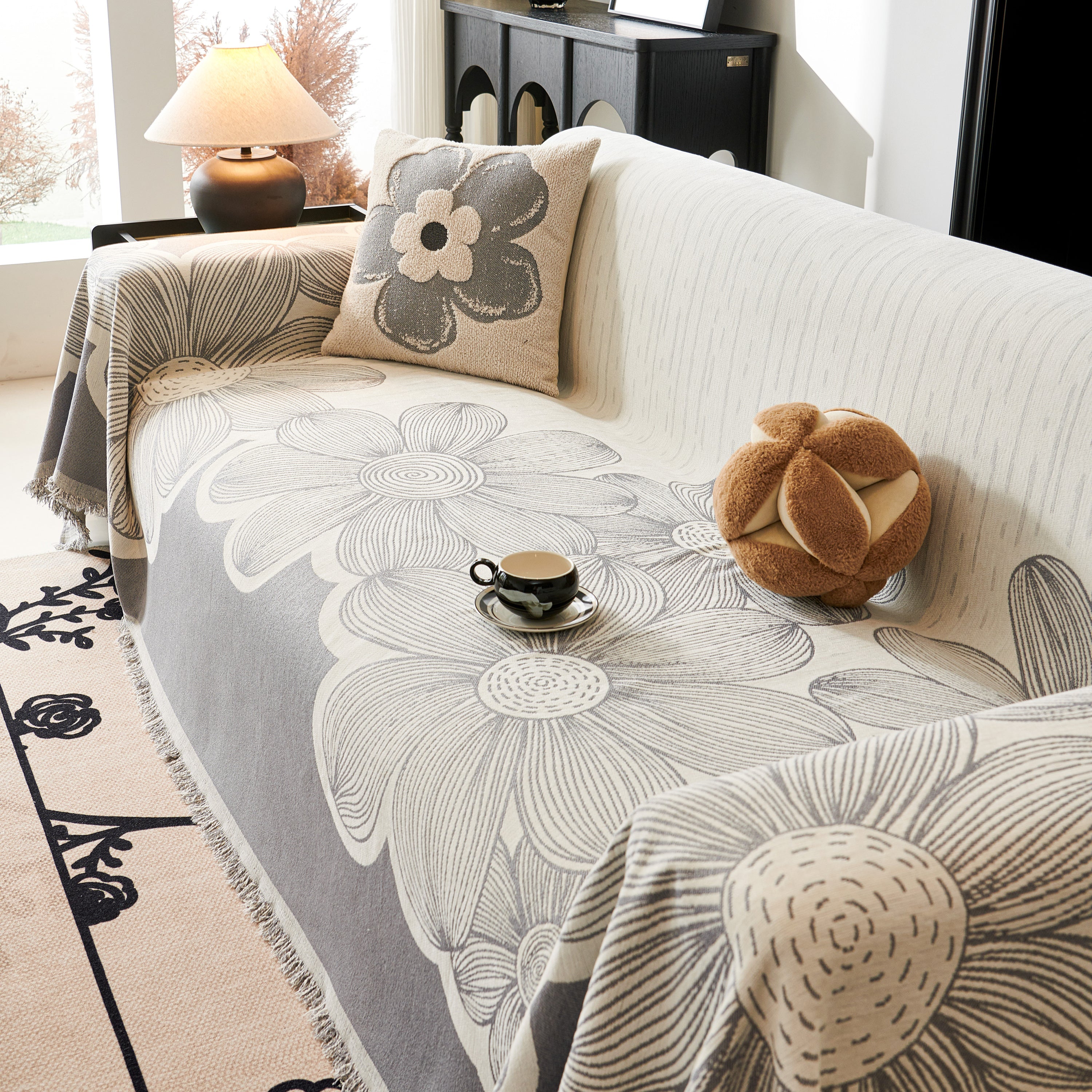Floral Sofa Slipcovers Reversible Sofa Throw Covers With Tassels Pretty Furniture Covers For Sofas