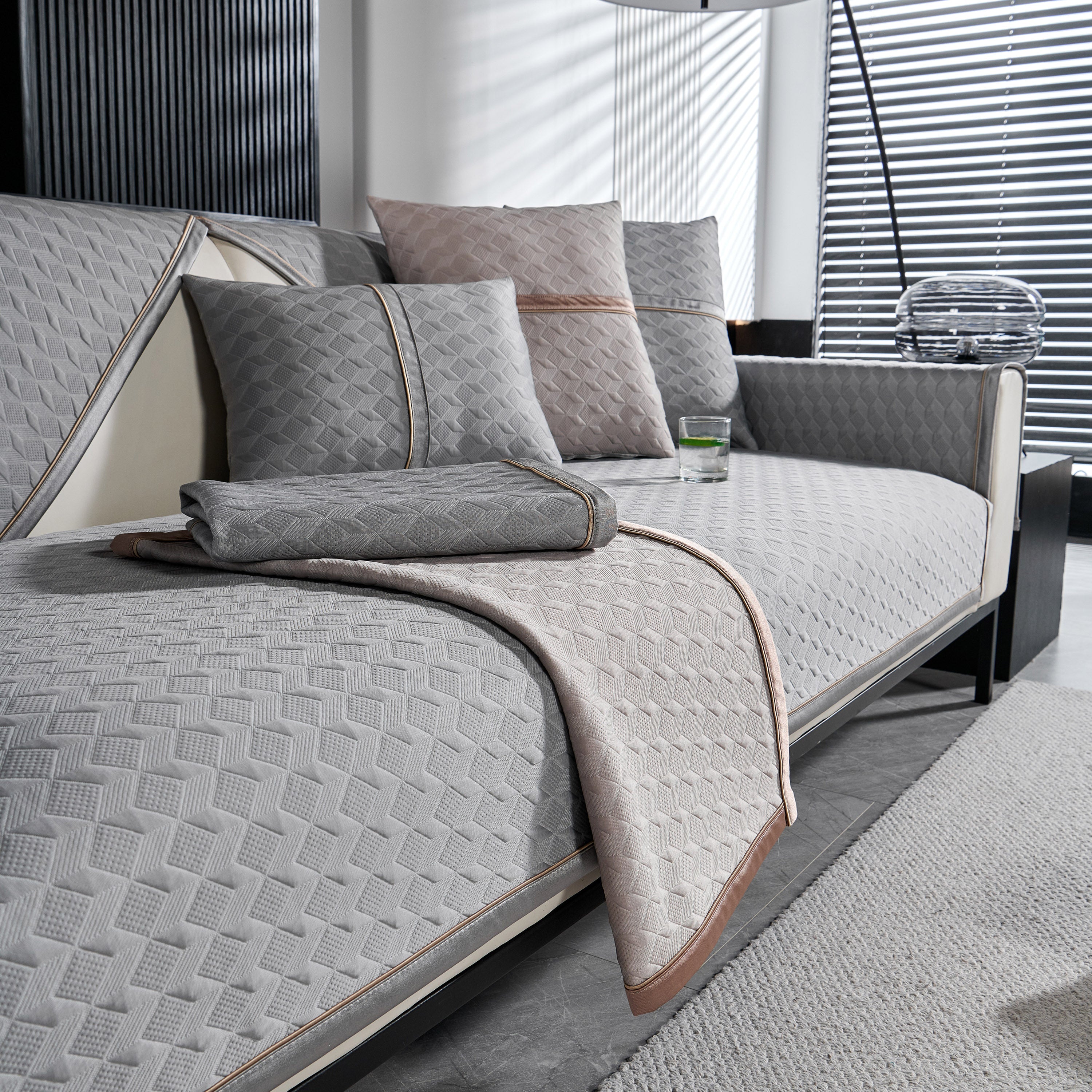 Geometric 3d Sofa Cover, Non-slip Couch Protector For Seat, Backrest & Armrest
