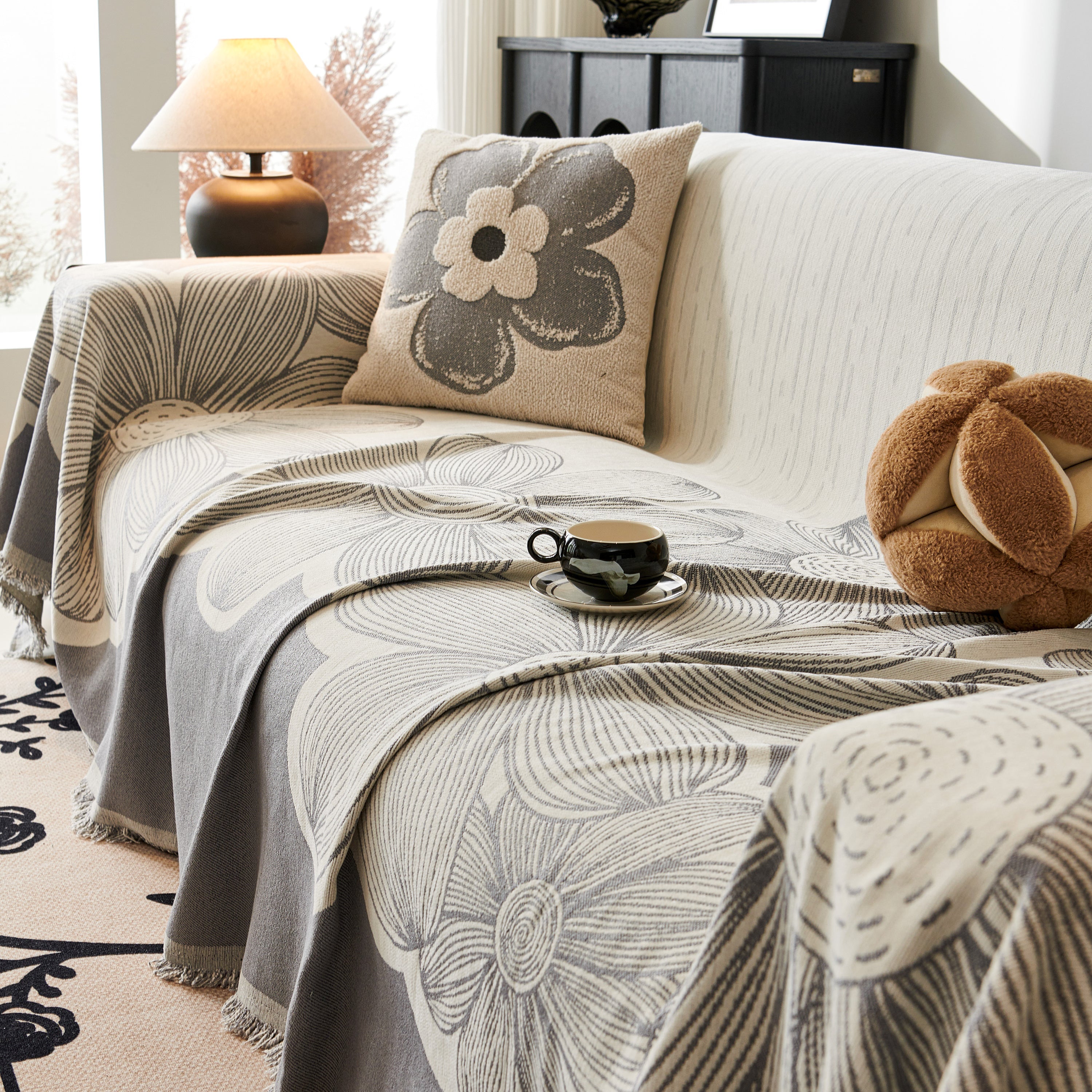 Floral Sofa Slipcovers Reversible Sofa Throw Covers With Tassels Pretty Furniture Covers For Sofas