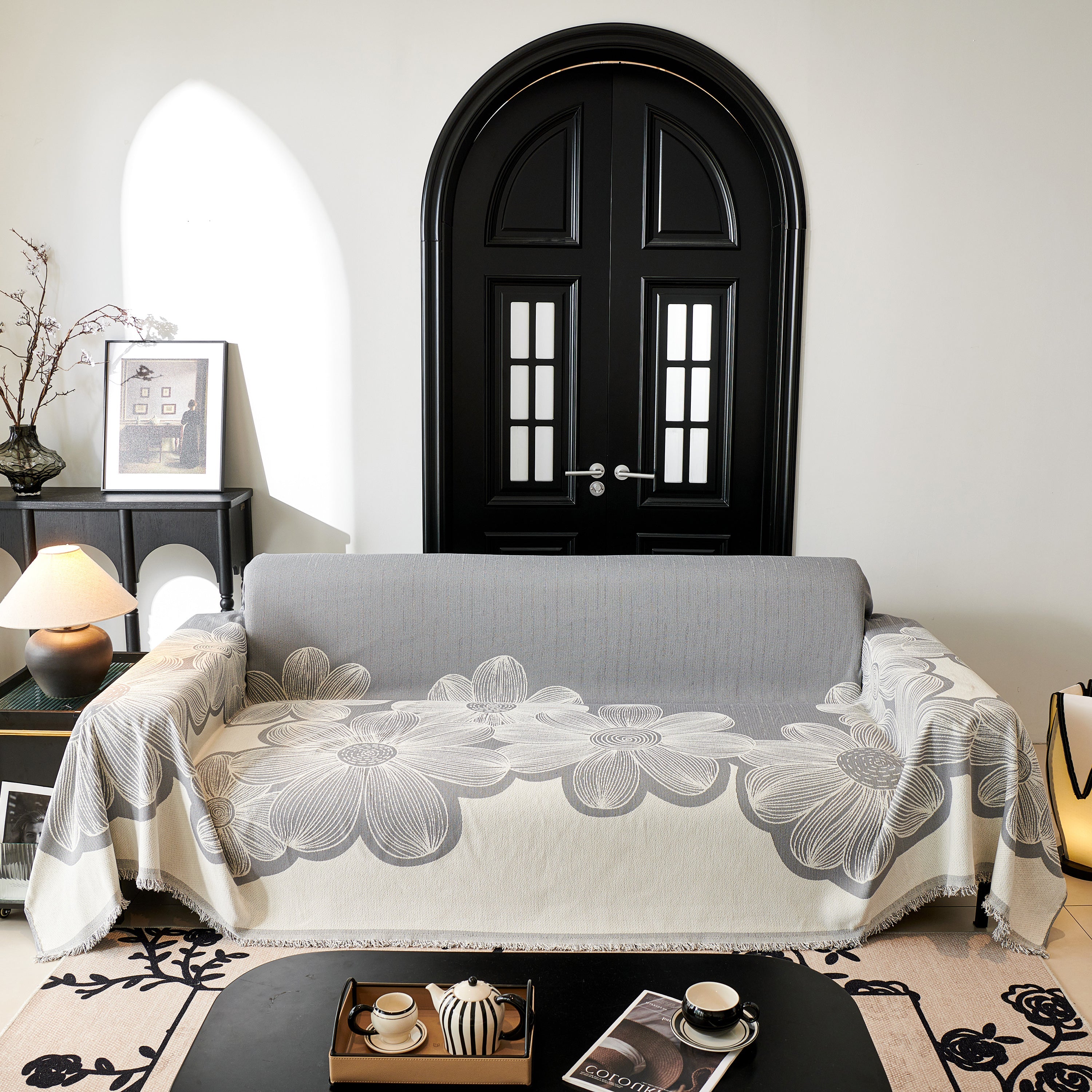 Floral Sofa Slipcovers Reversible Sofa Throw Covers With Tassels Pretty Furniture Covers For Sofas