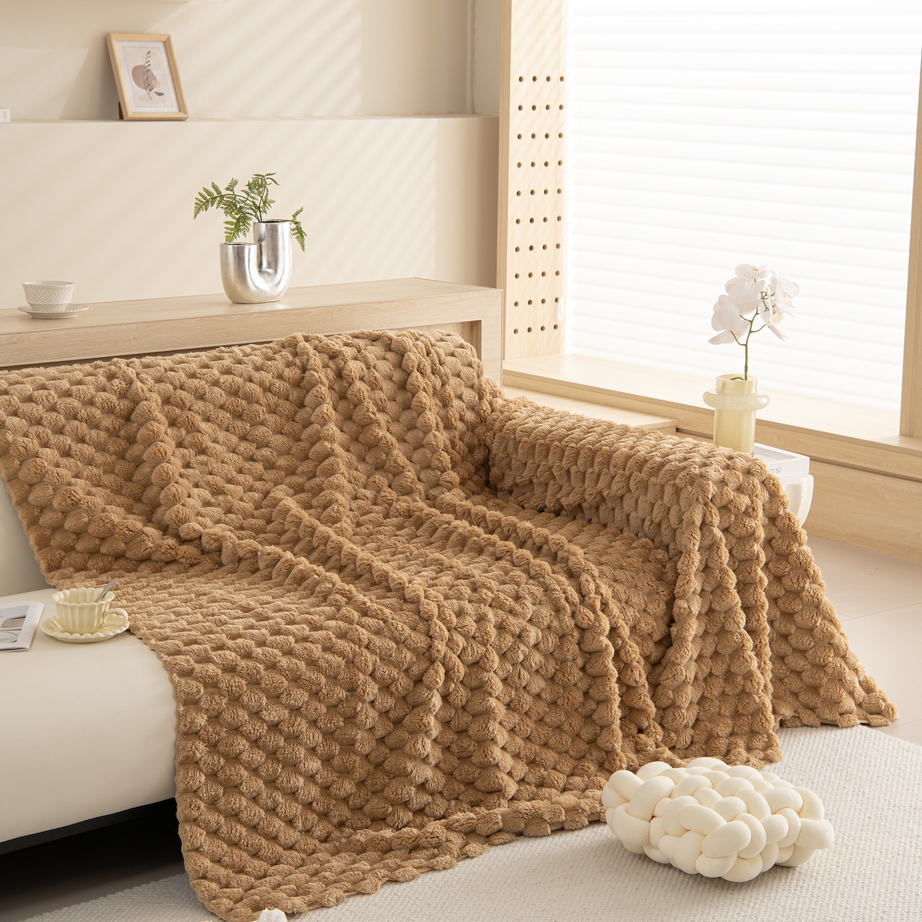 Thick Plush Faux Fur Couch Cover Blanket Warm Fuzzy Blanket Couch Protector For Winter