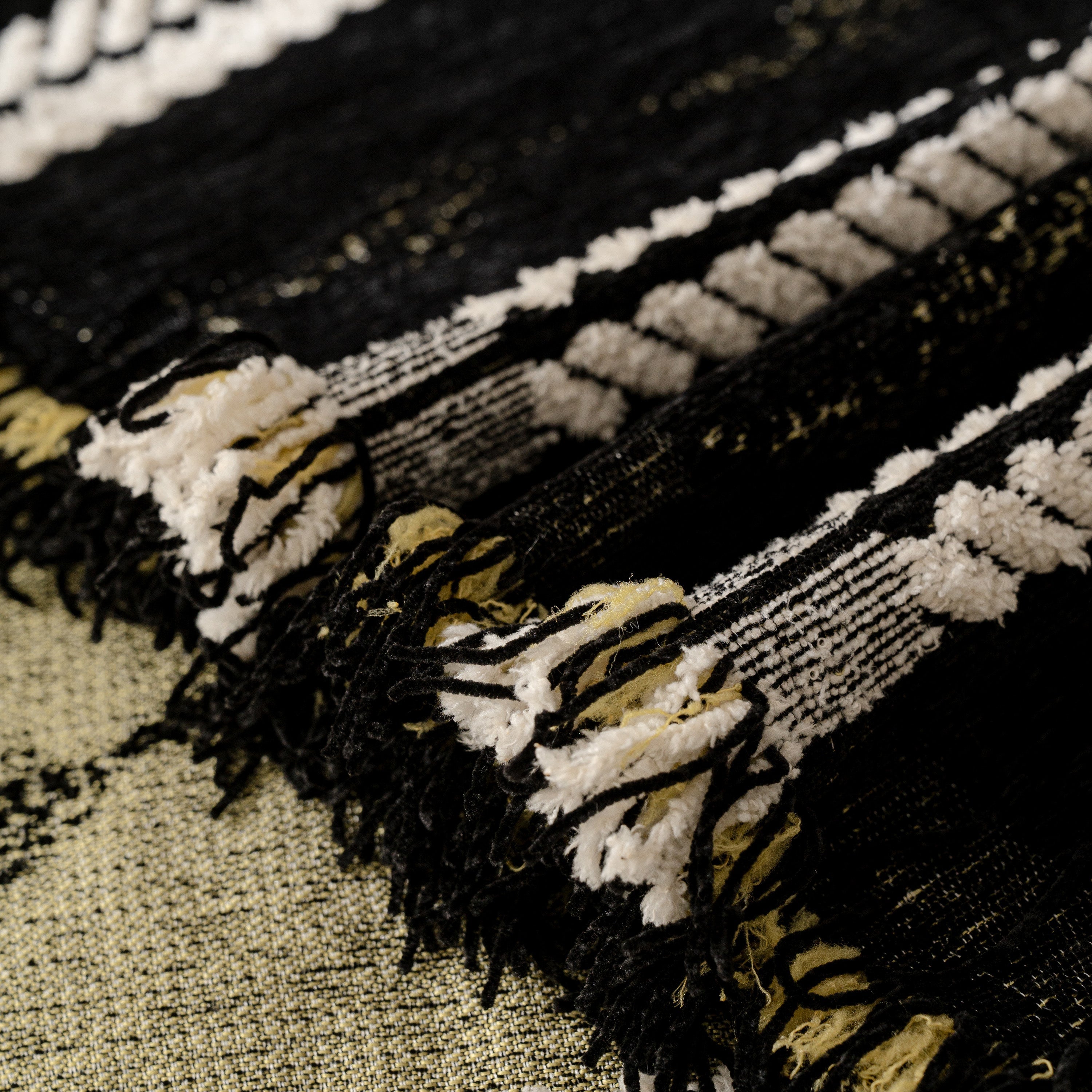 Boho Couch Throw Blanket With Textured Stripes, Sofa Cover For Living Room Decor