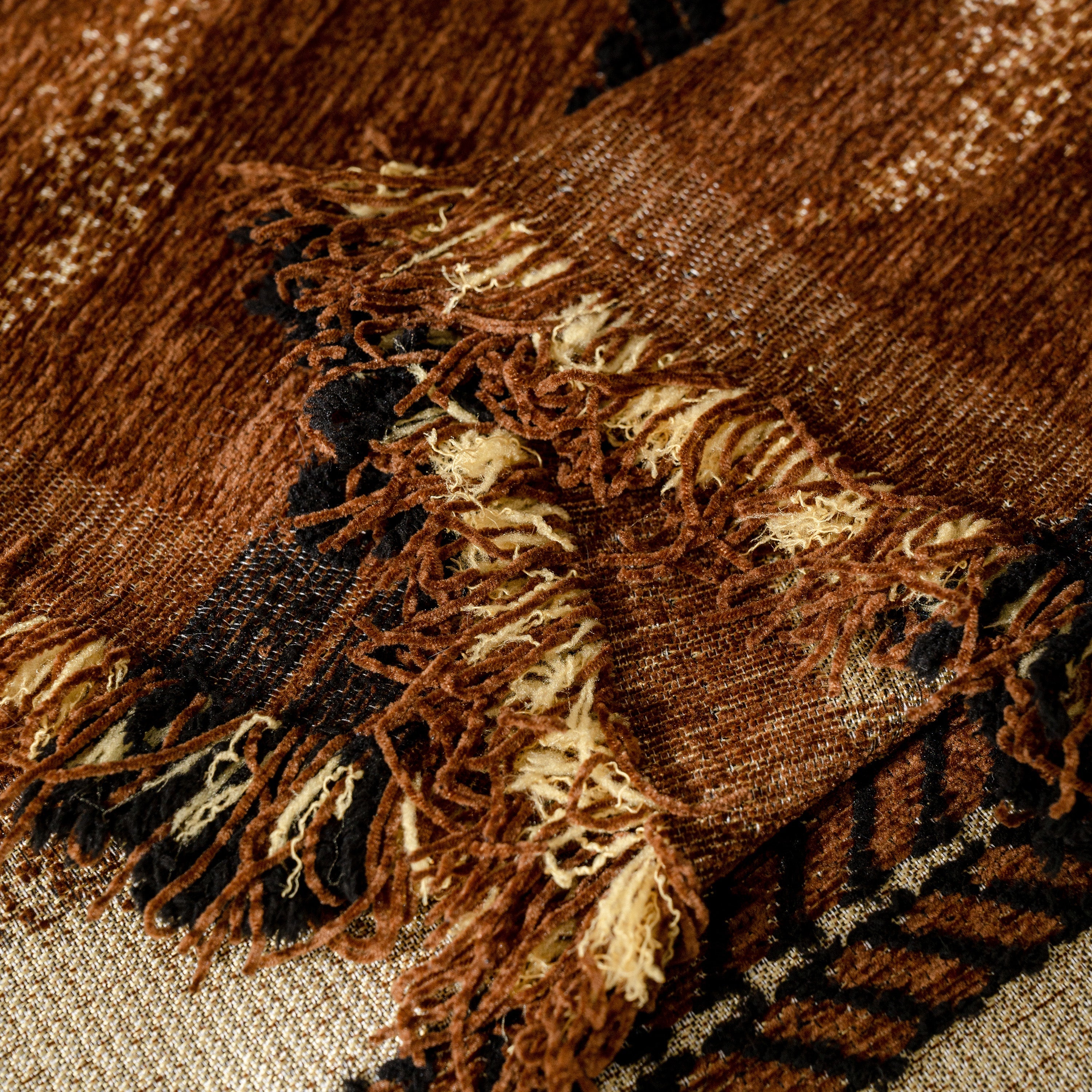 Boho Couch Throw Blanket With Textured Stripes, Sofa Cover For Living Room Decor