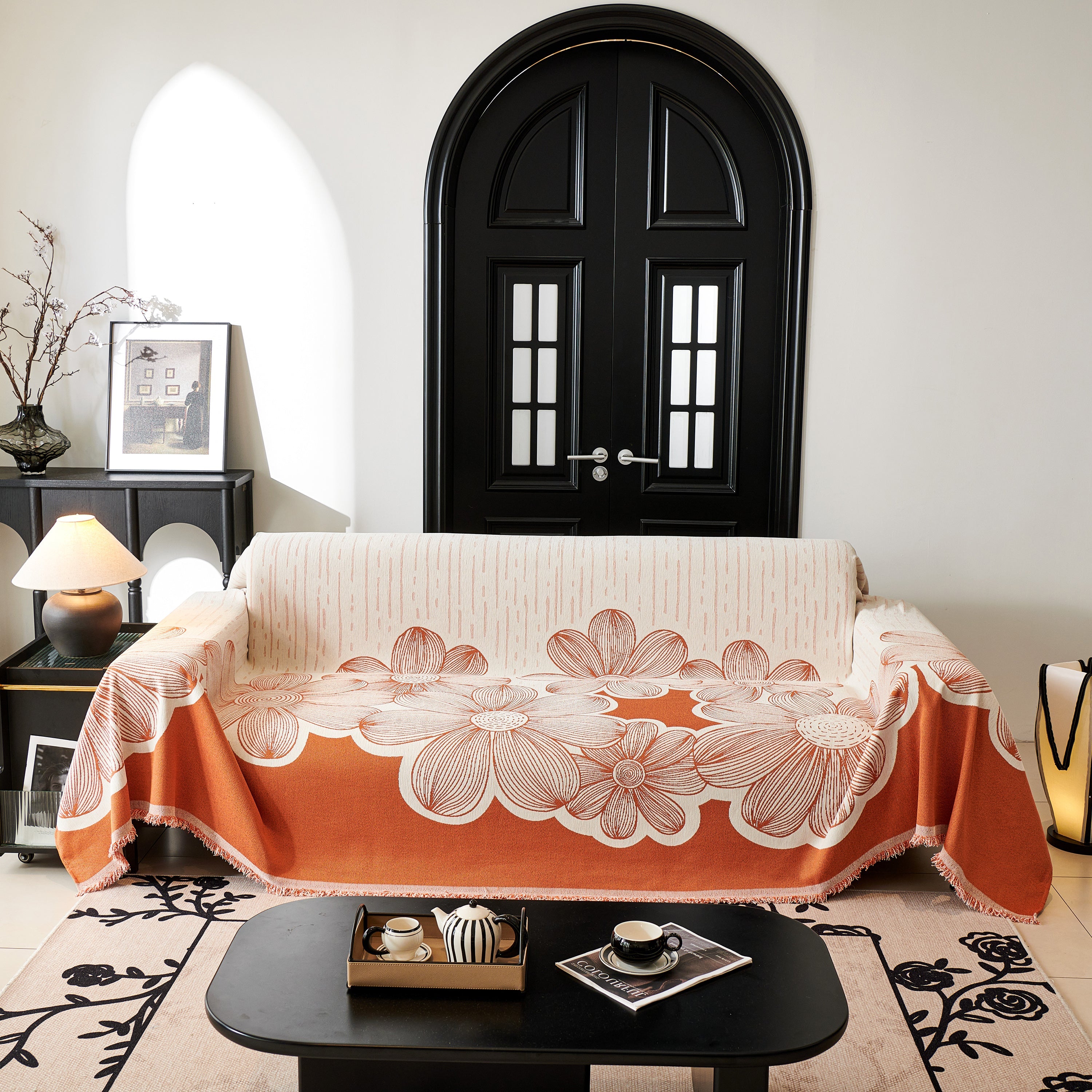 Floral Sofa Slipcovers Reversible Sofa Throw Covers With Tassels Pretty Furniture Covers For Sofas