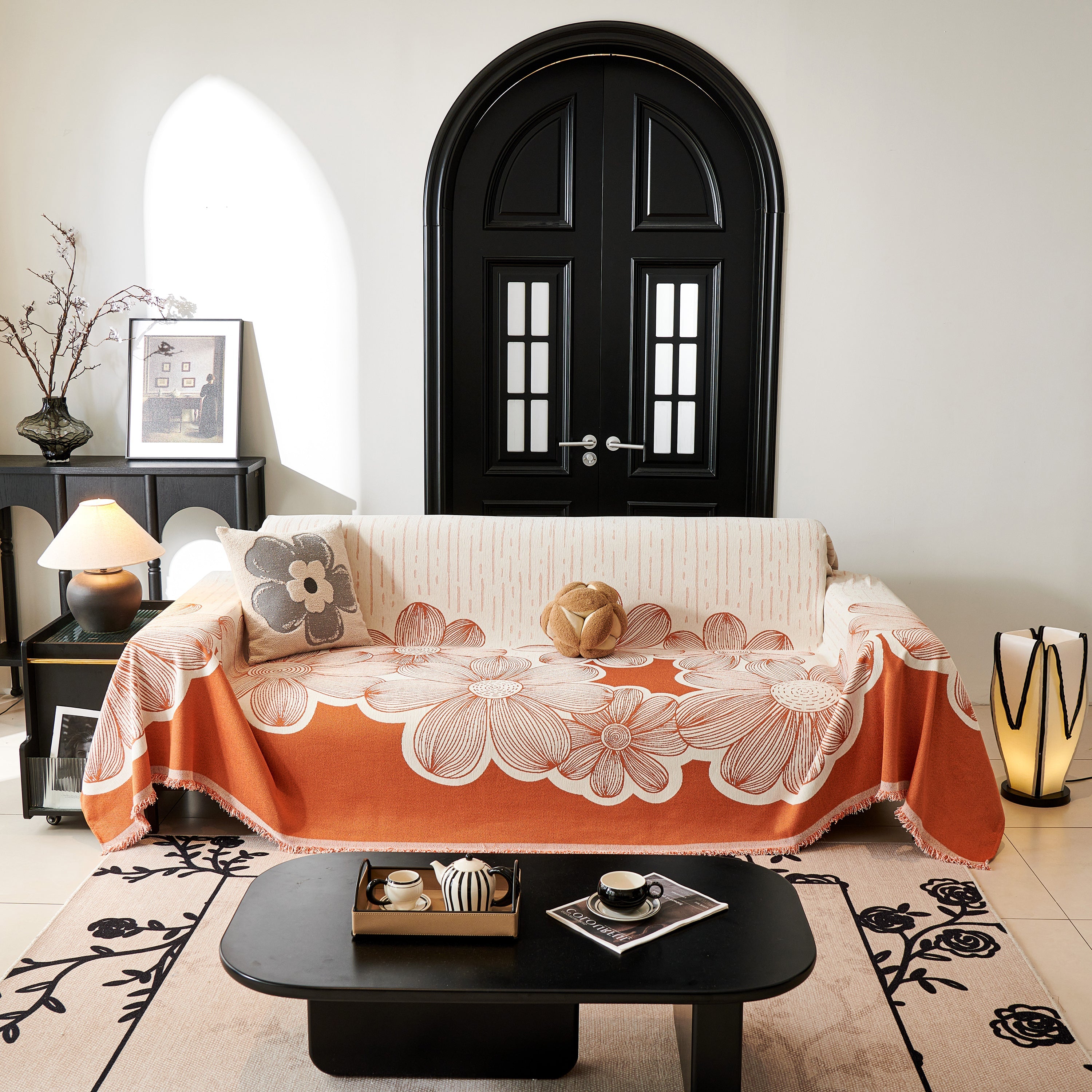 Floral Sofa Slipcovers Reversible Sofa Throw Covers With Tassels Pretty Furniture Covers For Sofas
