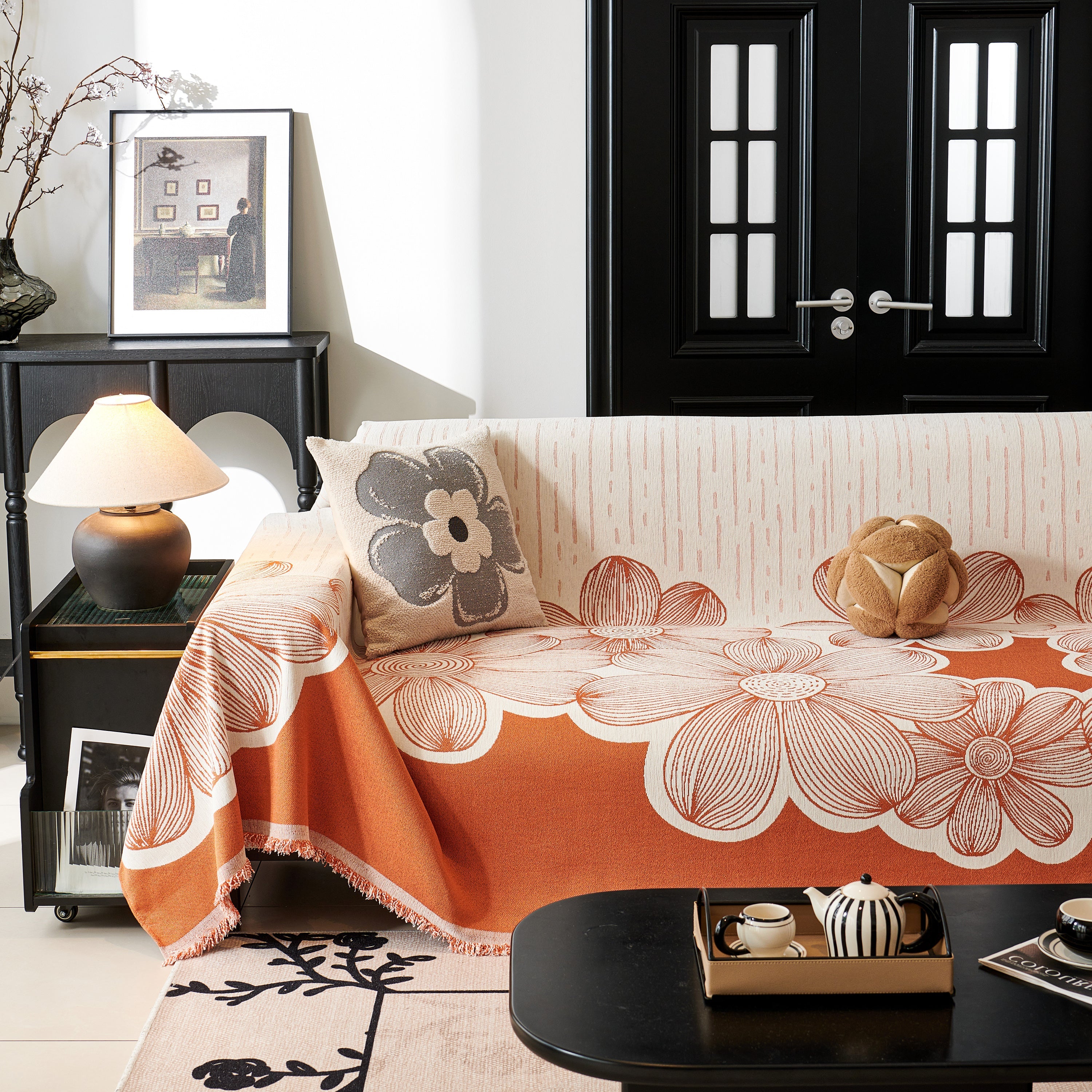 Floral Sofa Slipcovers Reversible Sofa Throw Covers With Tassels Pretty Furniture Covers For Sofas