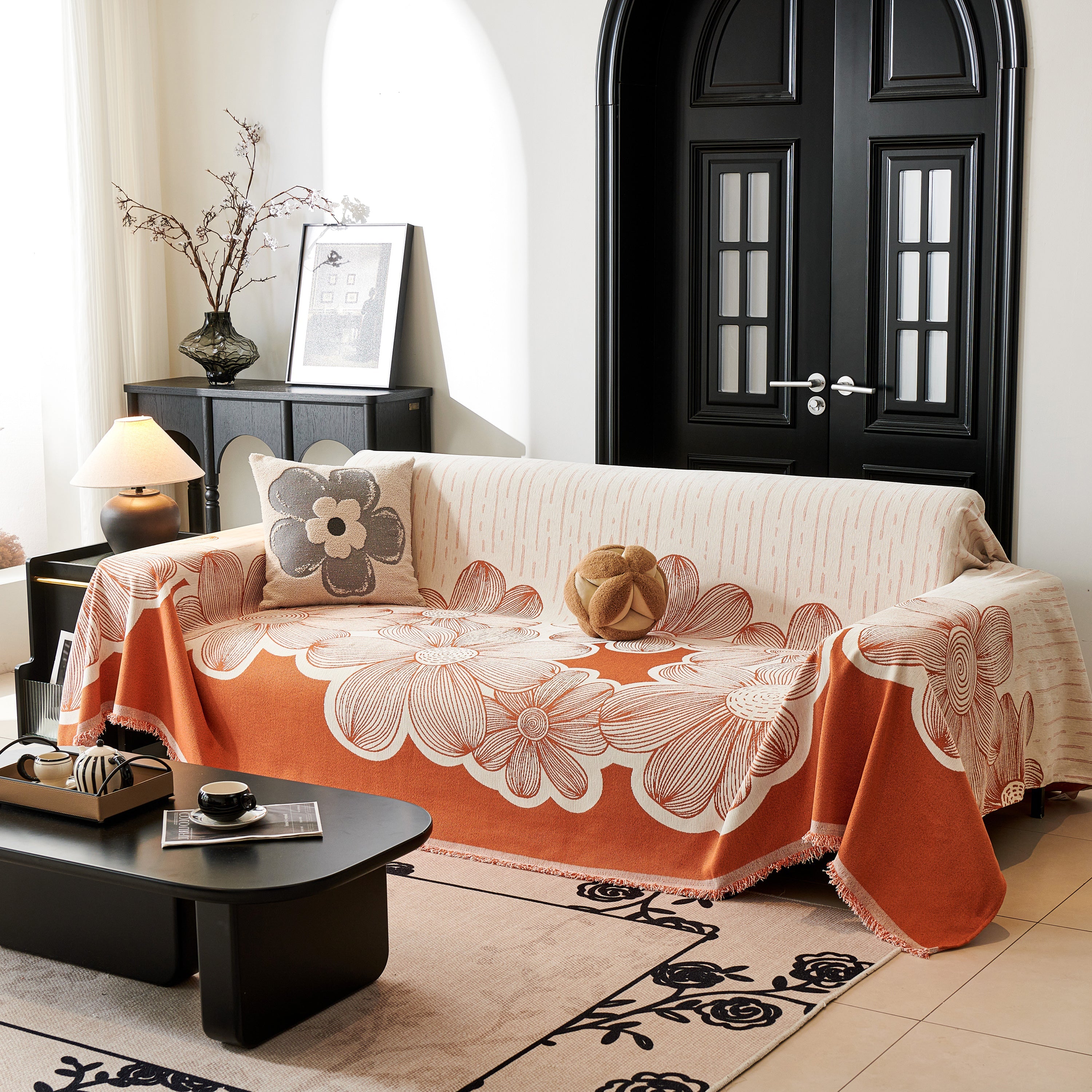 Floral Sofa Slipcovers Reversible Sofa Throw Covers With Tassels Pretty Furniture Covers For Sofas