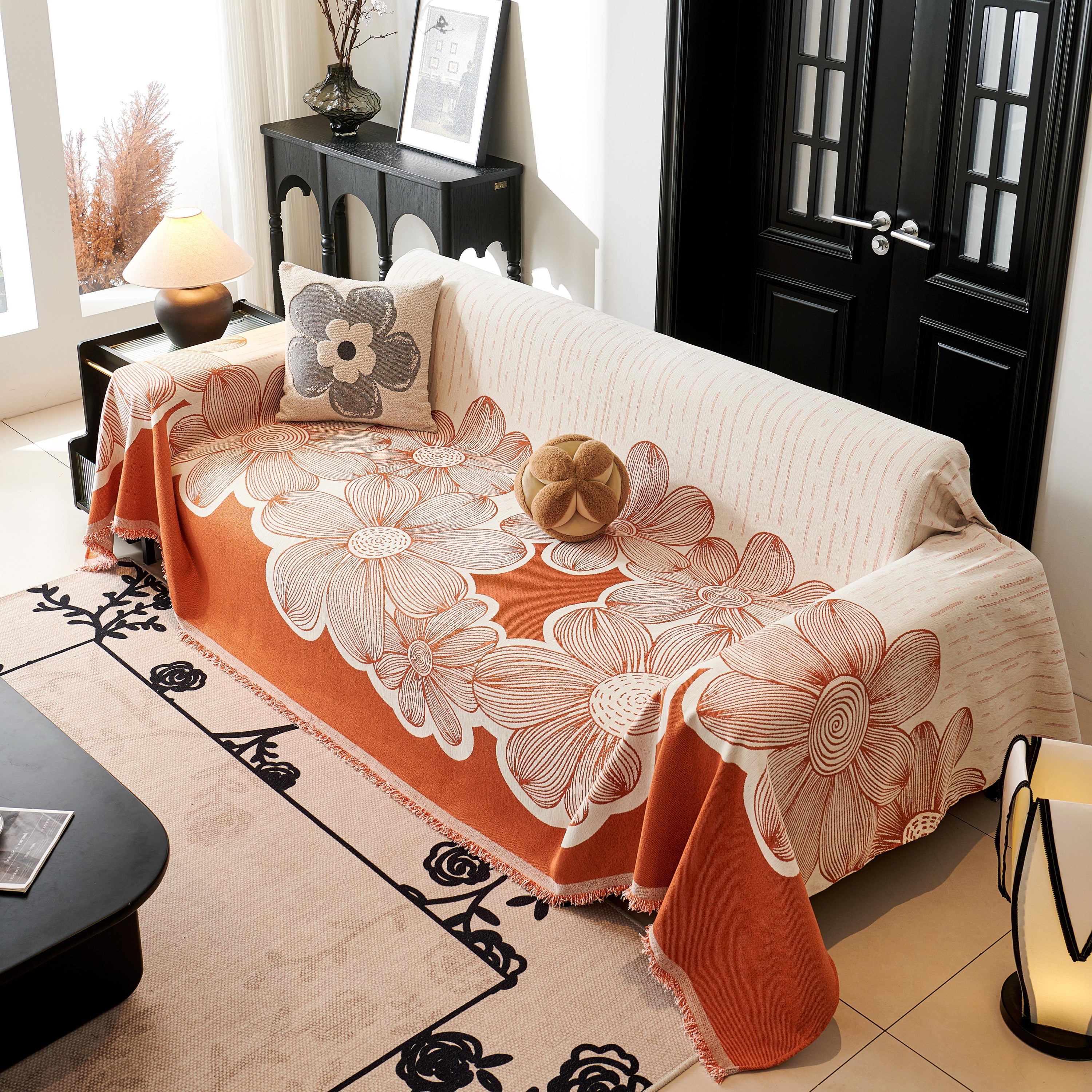 Floral Sofa Slipcovers Reversible Sofa Throw Covers With Tassels Pretty Furniture Covers For Sofas