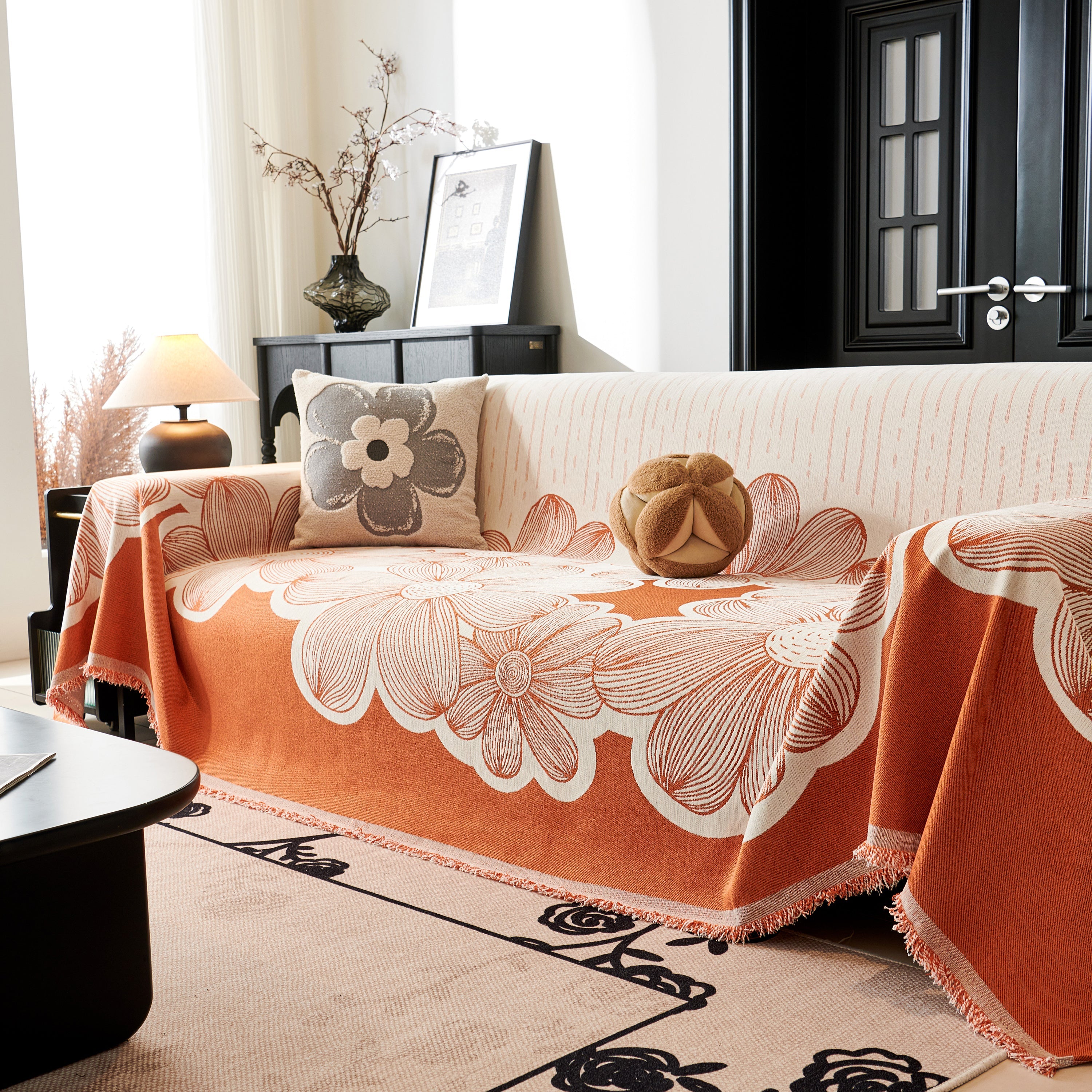 Floral Sofa Slipcovers Reversible Sofa Throw Covers With Tassels Pretty Furniture Covers For Sofas