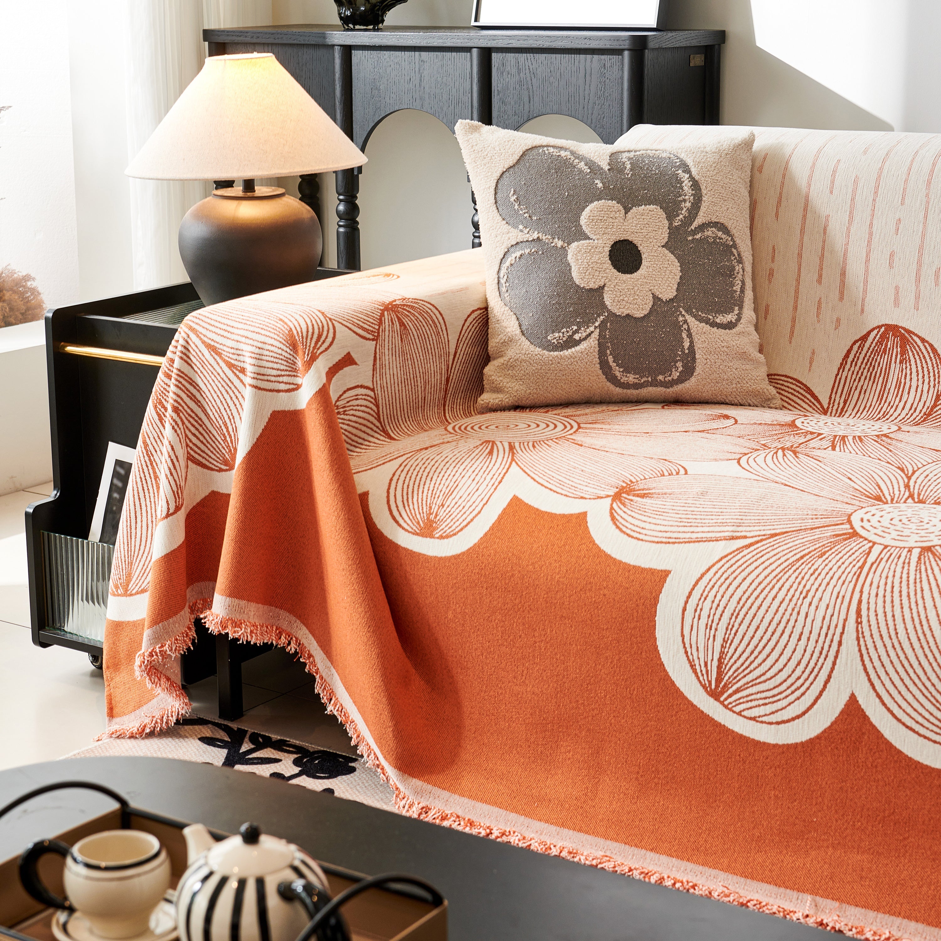 Floral Sofa Slipcovers Reversible Sofa Throw Covers With Tassels Pretty Furniture Covers For Sofas