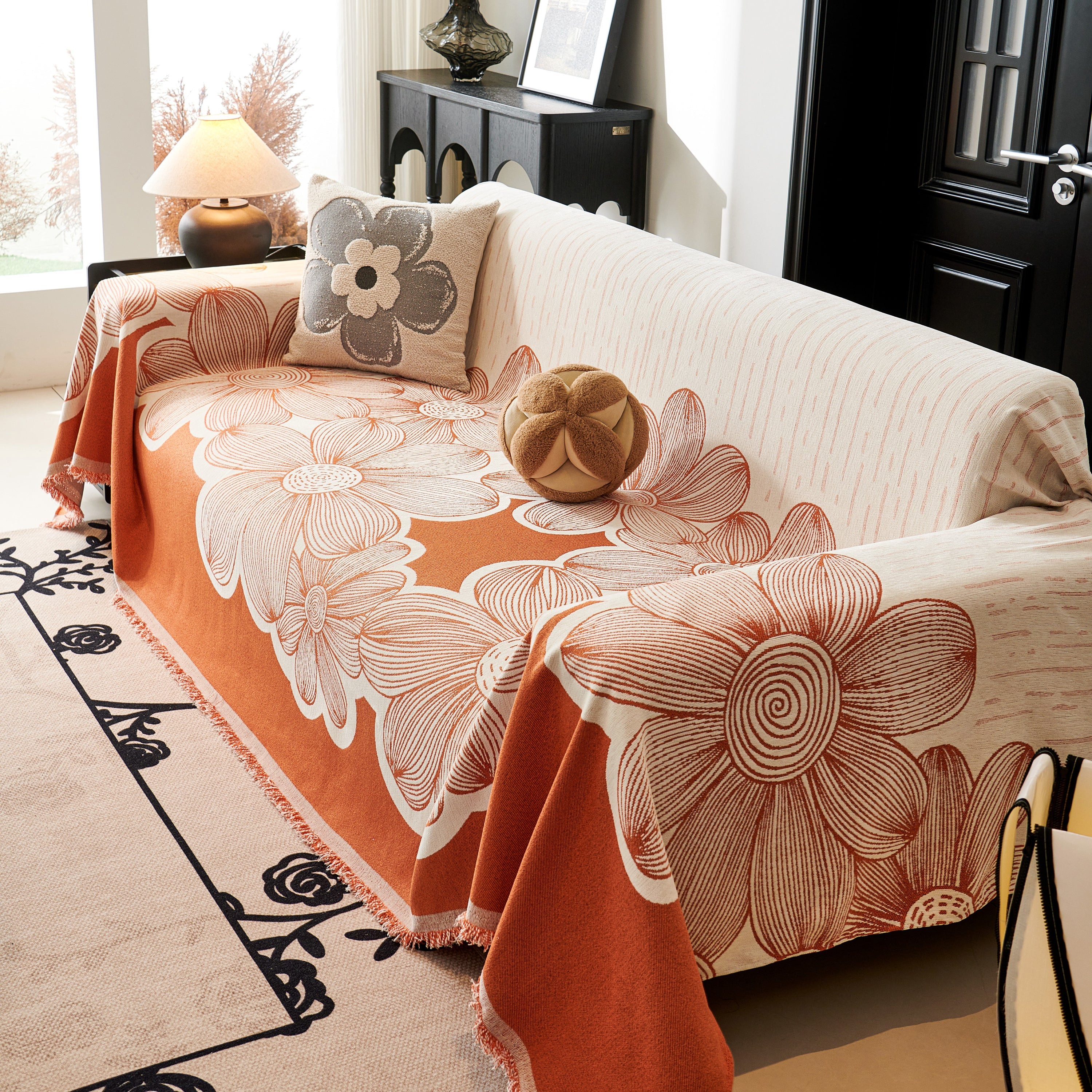 Floral Sofa Slipcovers Reversible Sofa Throw Covers With Tassels Pretty Furniture Covers For Sofas