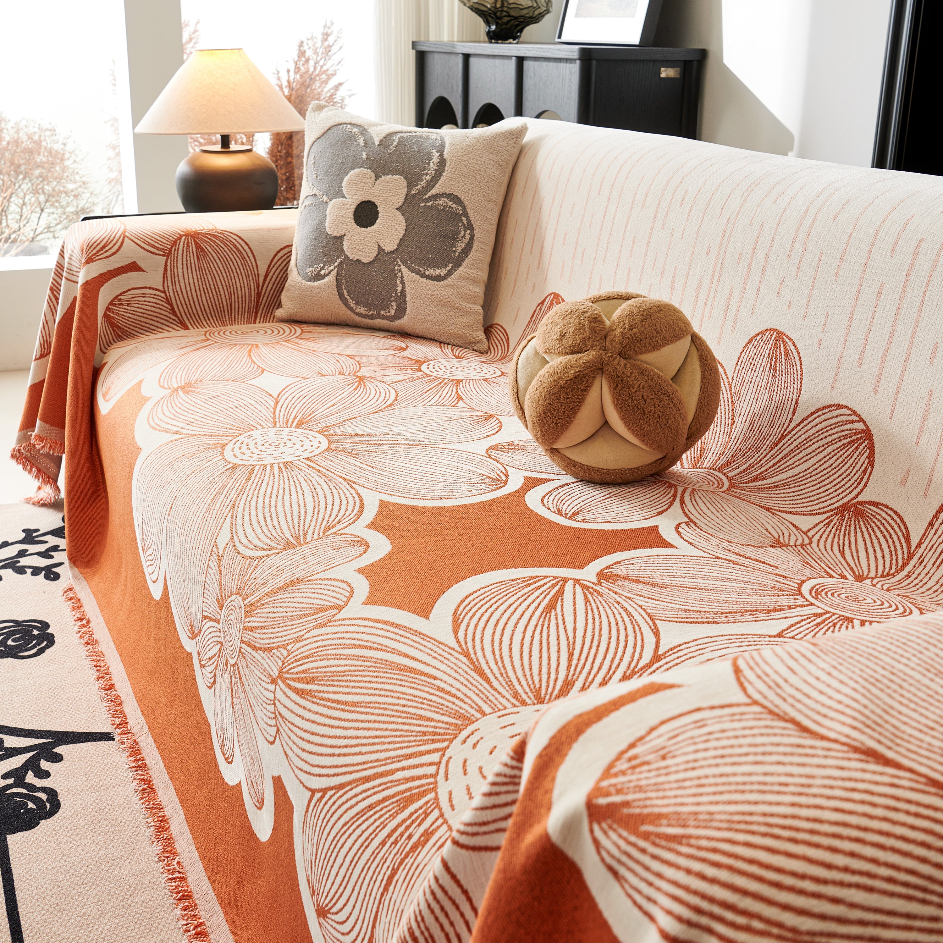 Floral Sofa Slipcovers Reversible Sofa Throw Covers With Tassels Pretty Furniture Covers For Sofas