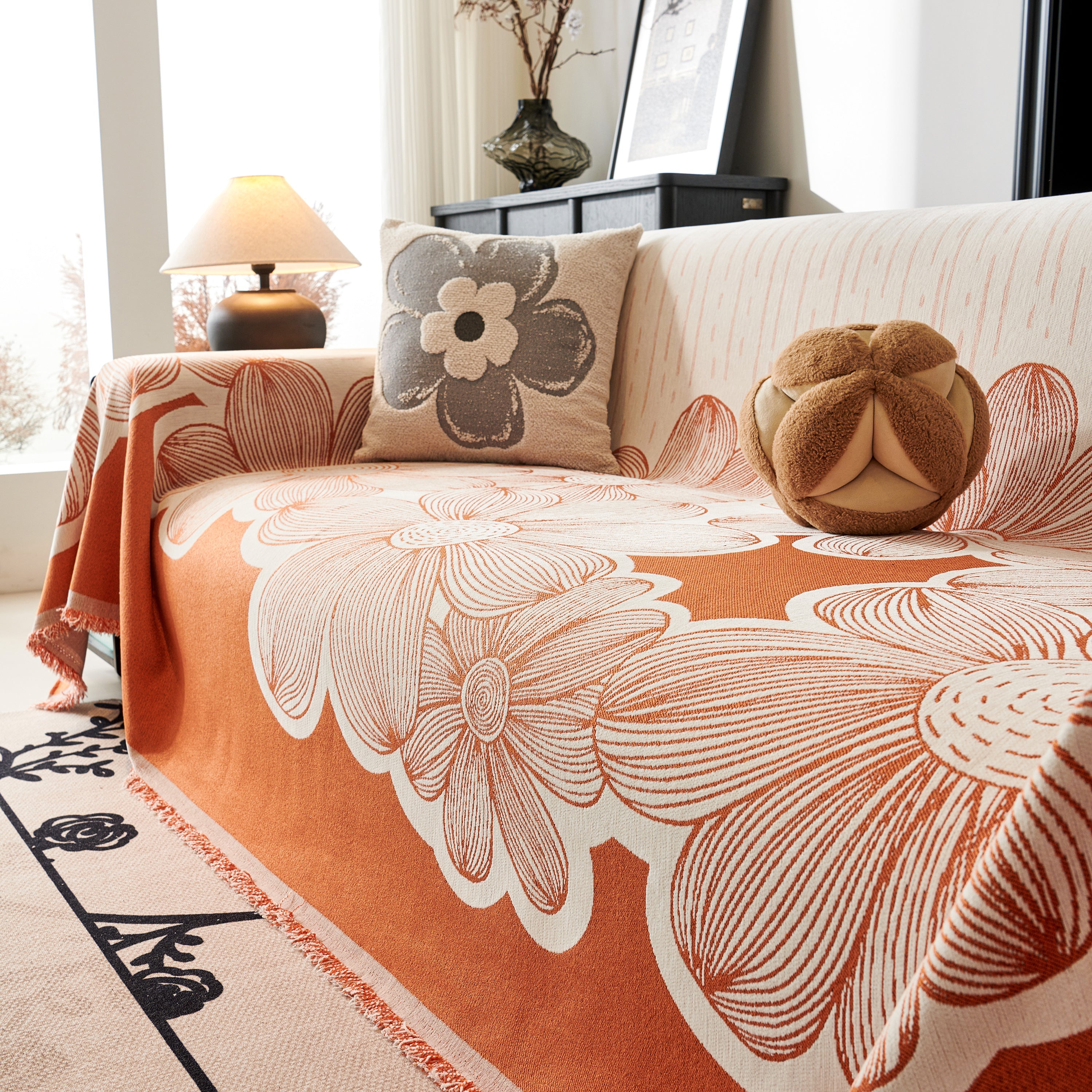 Floral Sofa Slipcovers Reversible Sofa Throw Covers With Tassels Pretty Furniture Covers For Sofas