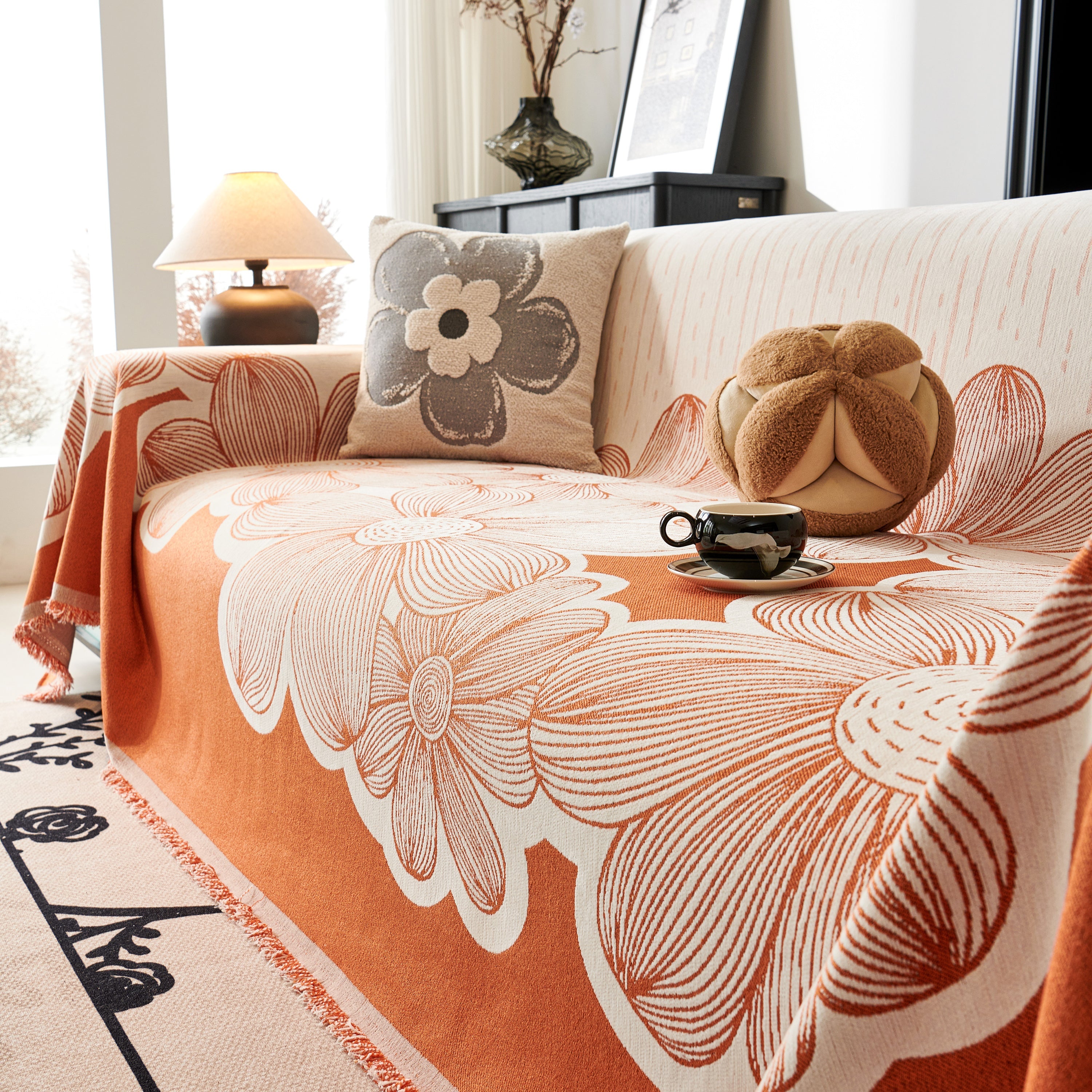 Floral Sofa Slipcovers Reversible Sofa Throw Covers With Tassels Pretty Furniture Covers For Sofas