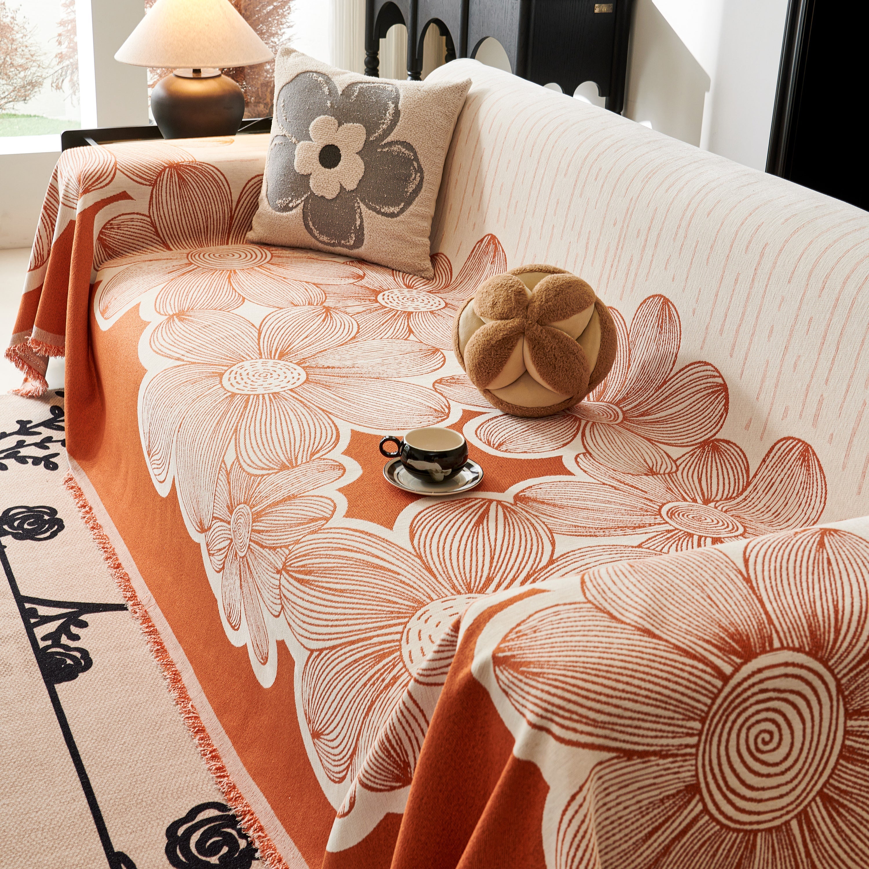 Floral Sofa Slipcovers Reversible Sofa Throw Covers With Tassels Pretty Furniture Covers For Sofas