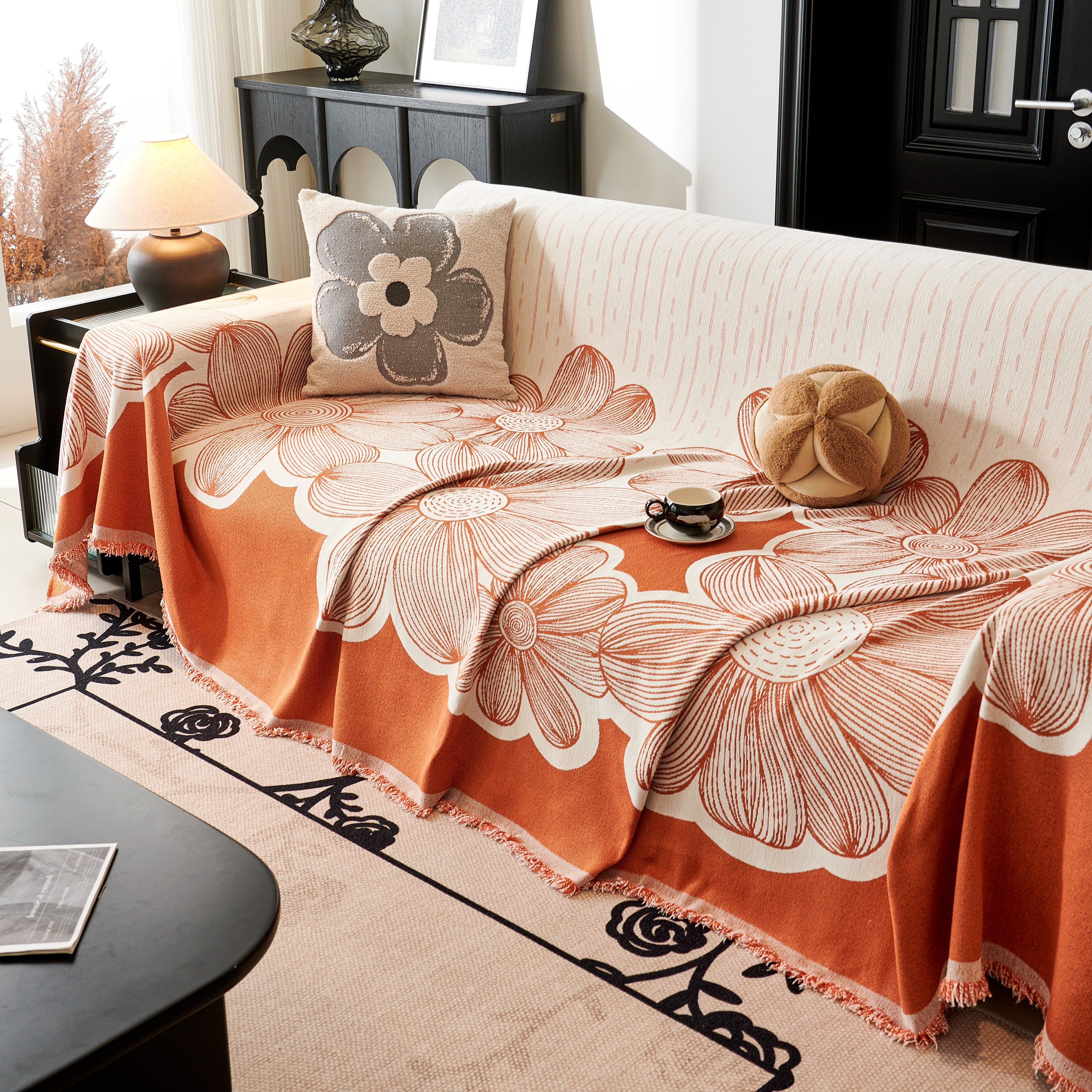 Floral Sofa Slipcovers Reversible Sofa Throw Covers With Tassels Pretty Furniture Covers For Sofas