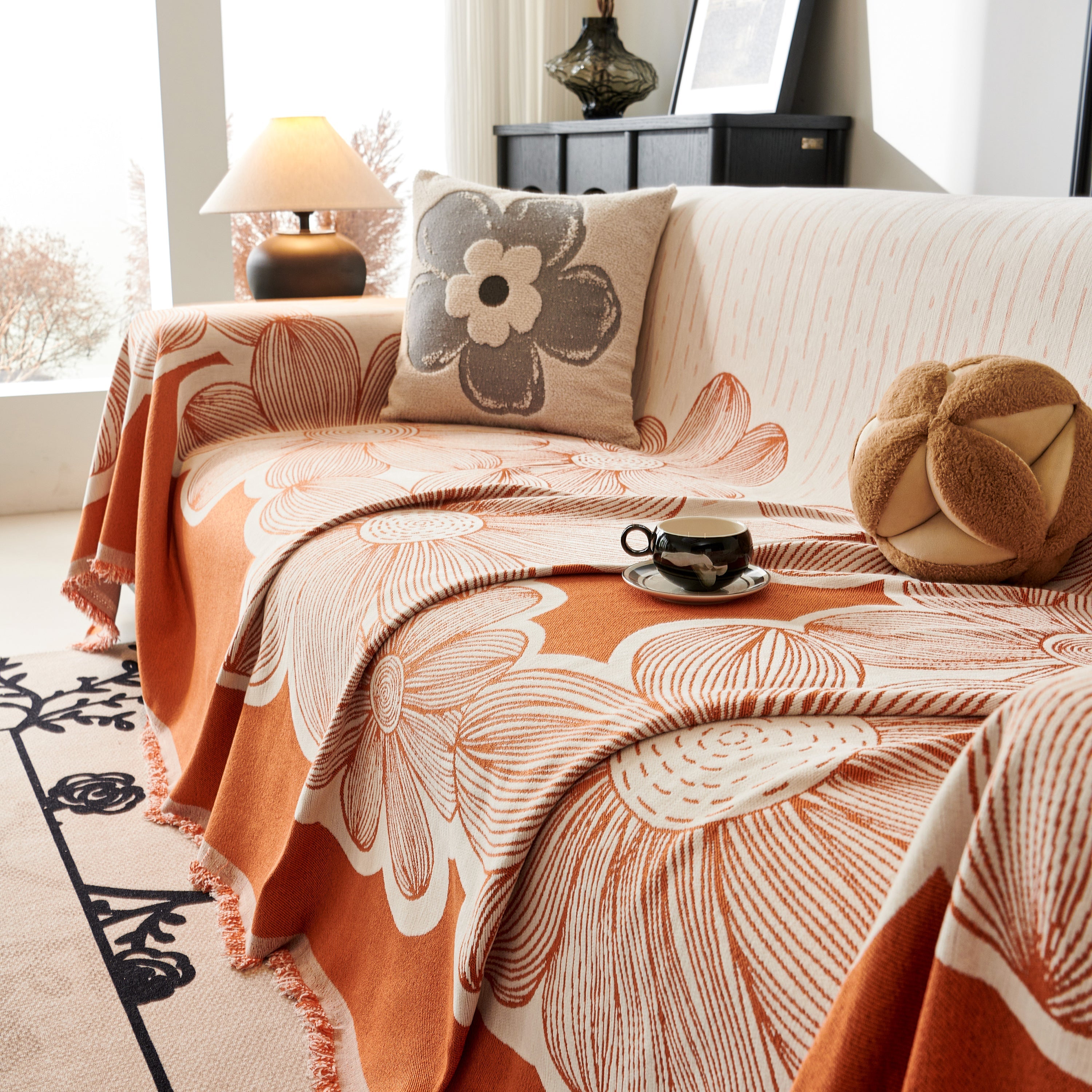 Floral Sofa Slipcovers Reversible Sofa Throw Covers With Tassels Pretty Furniture Covers For Sofas