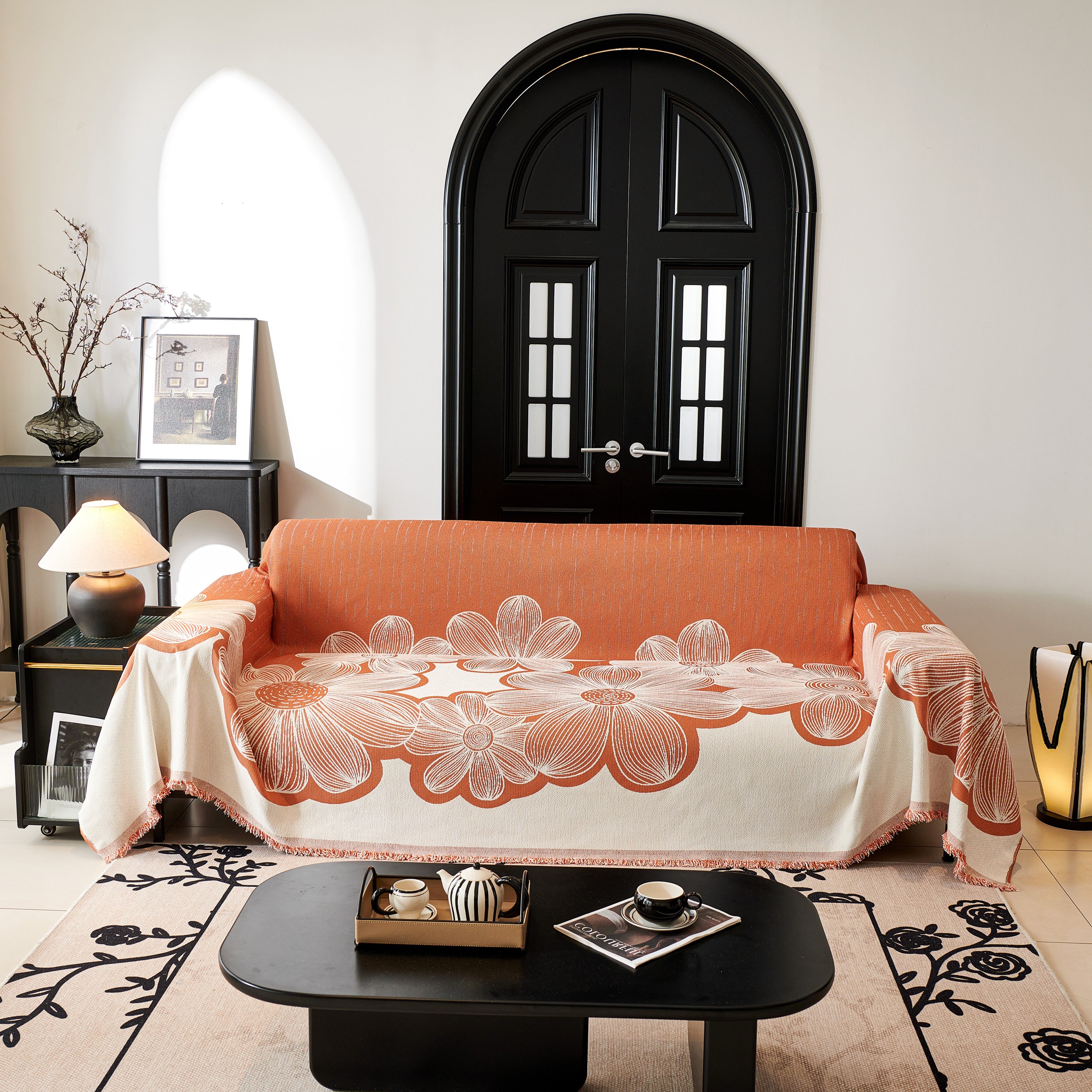 Floral Sofa Slipcovers Reversible Sofa Throw Covers With Tassels Pretty Furniture Covers For Sofas
