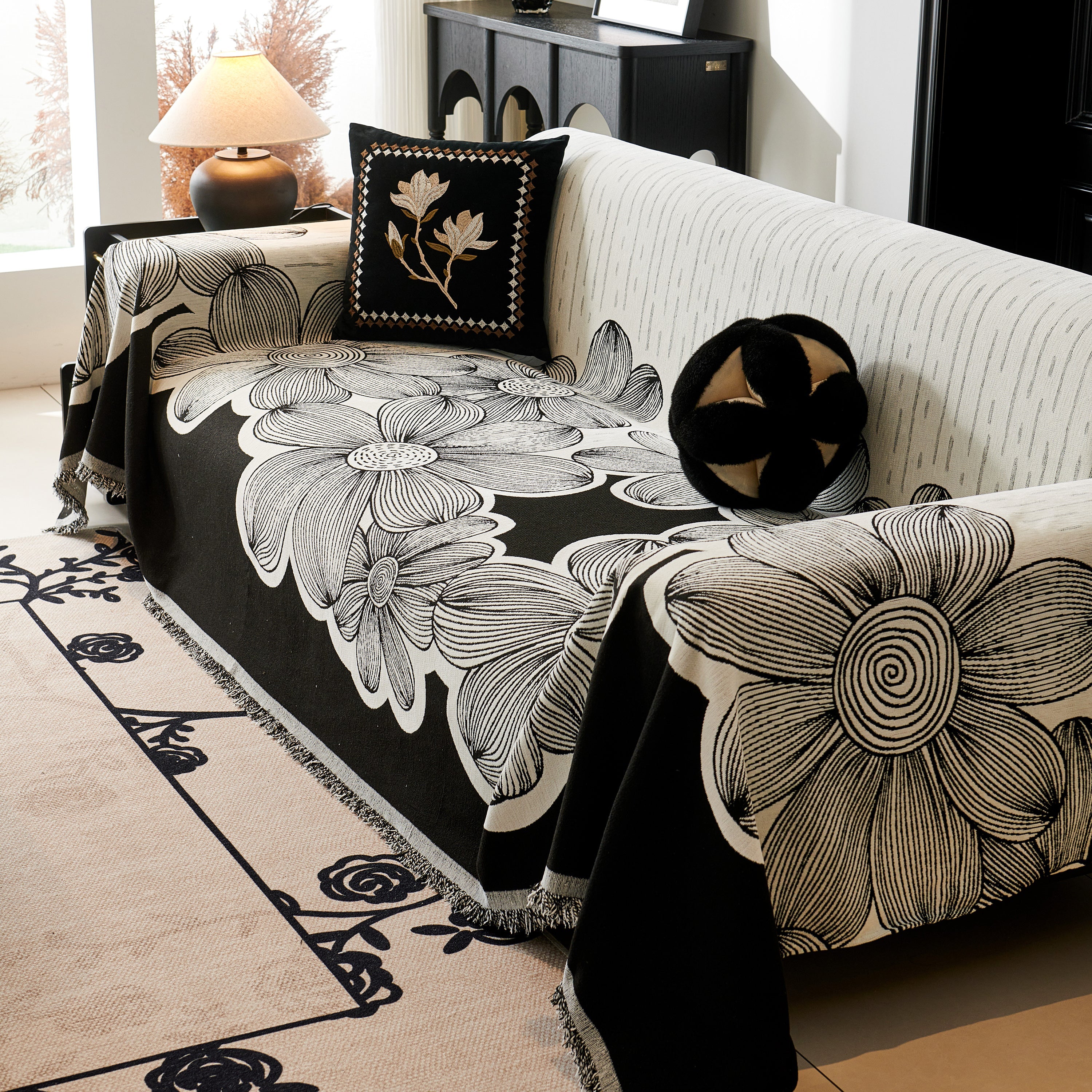 Floral Sofa Slipcovers Reversible Sofa Throw Covers With Tassels Pretty Furniture Covers For Sofas